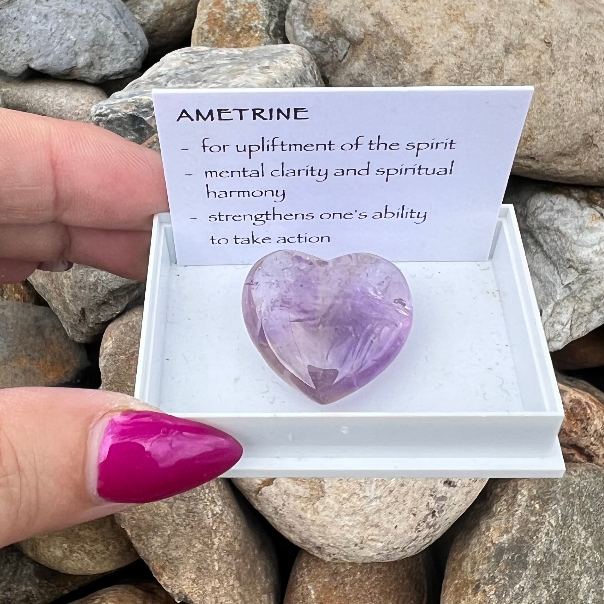 Ametrine Heart Carving  ~ Specialty Boxed Crystal