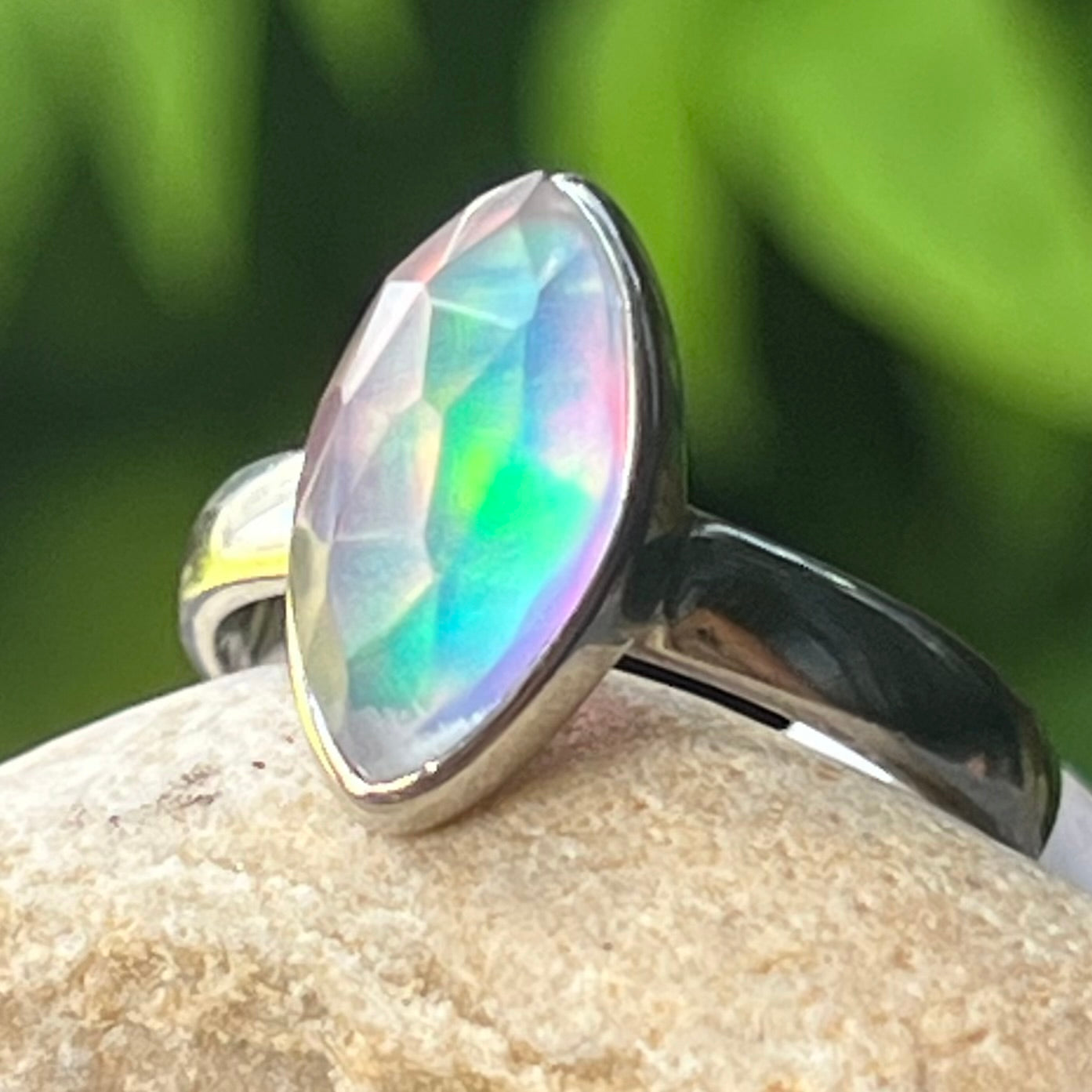 Opal ~ Sterling Silver Ring ~ Size 5