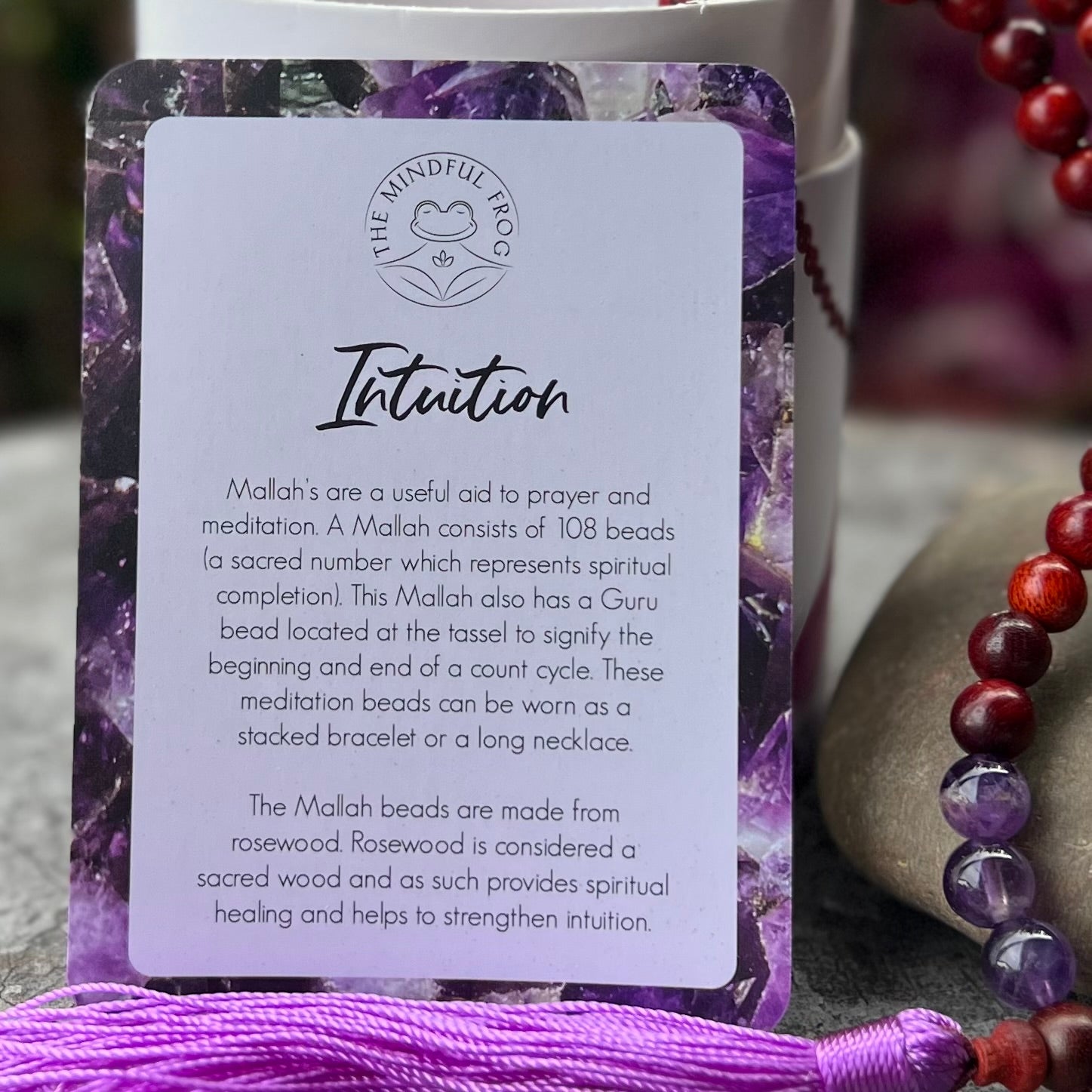 Intuition~ Rosewood and Amethyst ~ Meditation Necklace