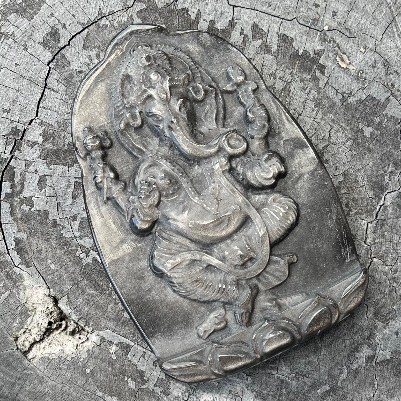 Silver Sheen Obsidian Ganesh