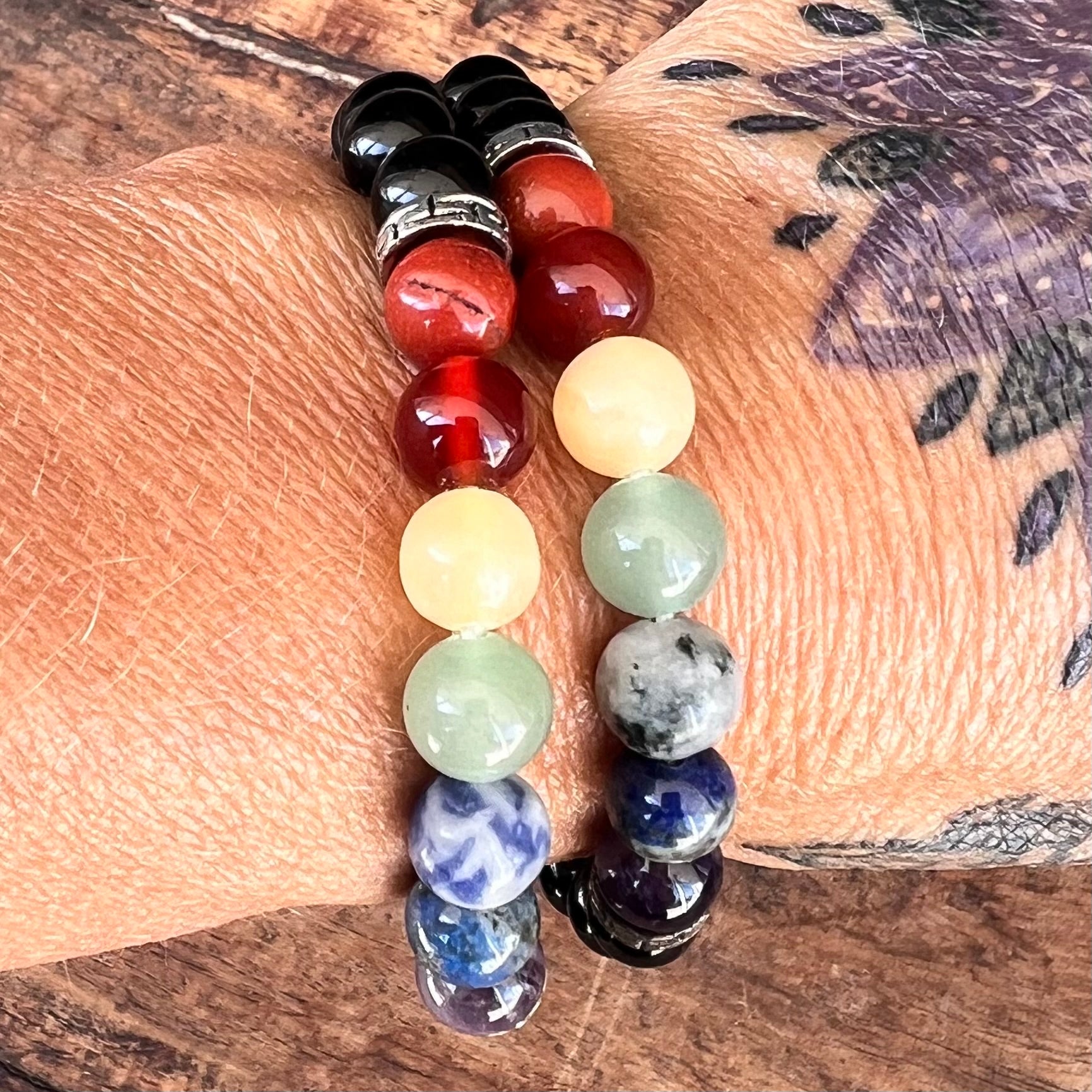 Chakra & Black Obsidian Bracelet