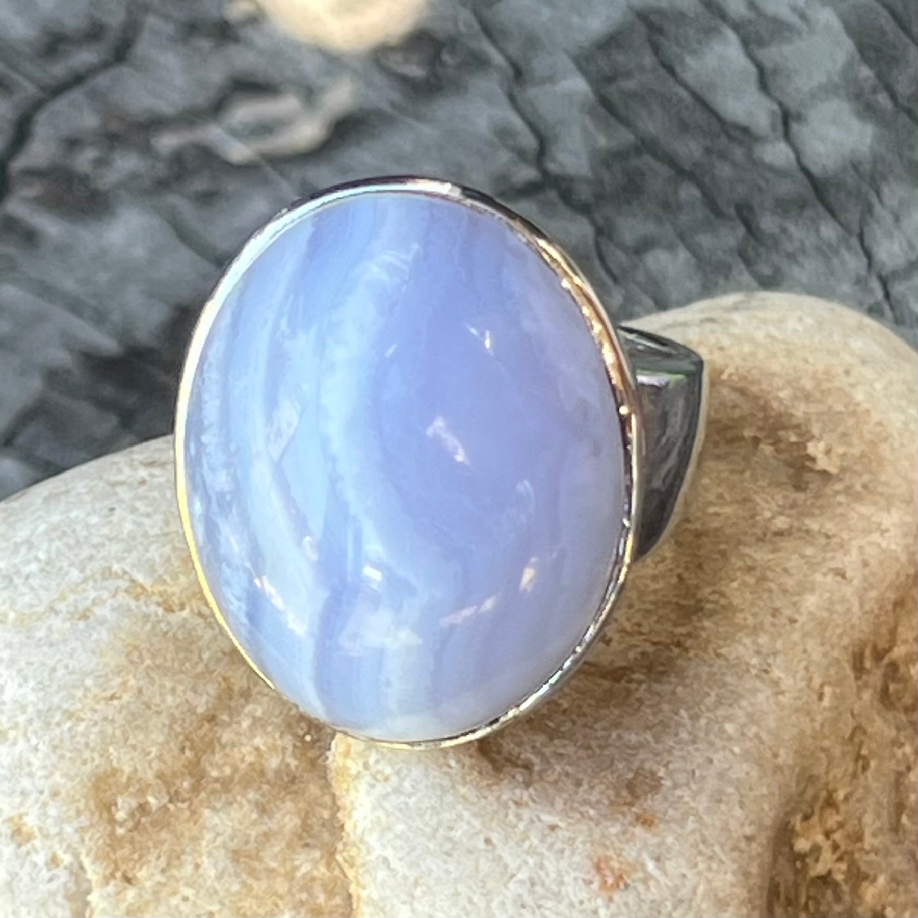 Blue Lace Agate ~ Sterling Silver Ring ~ Size 9