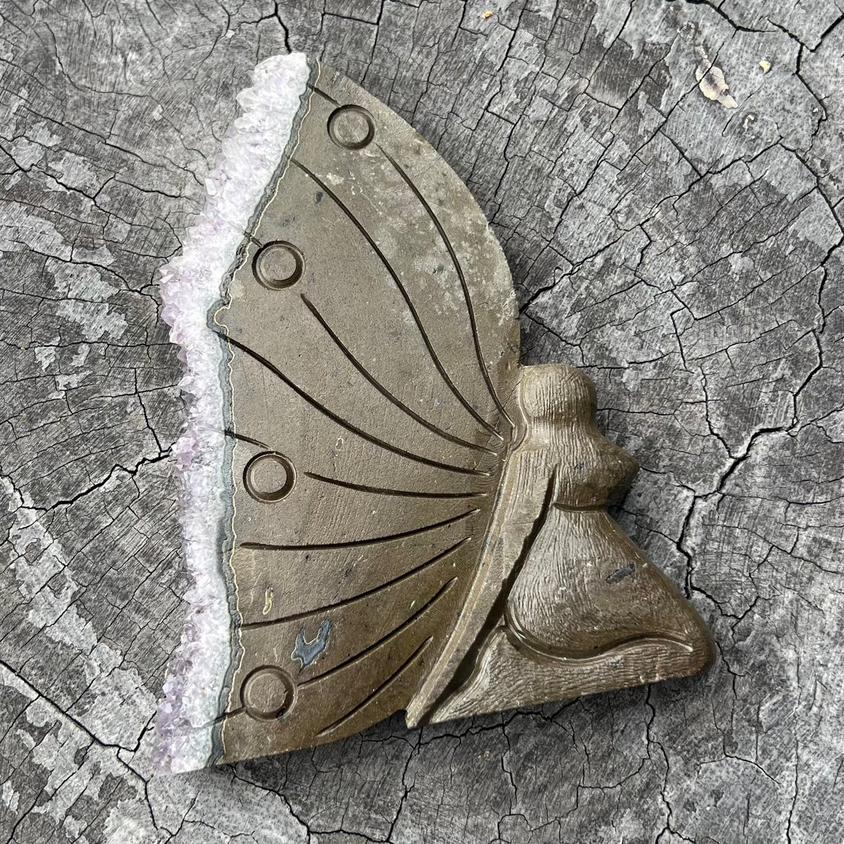 Amethyst Butterly Lady Carving