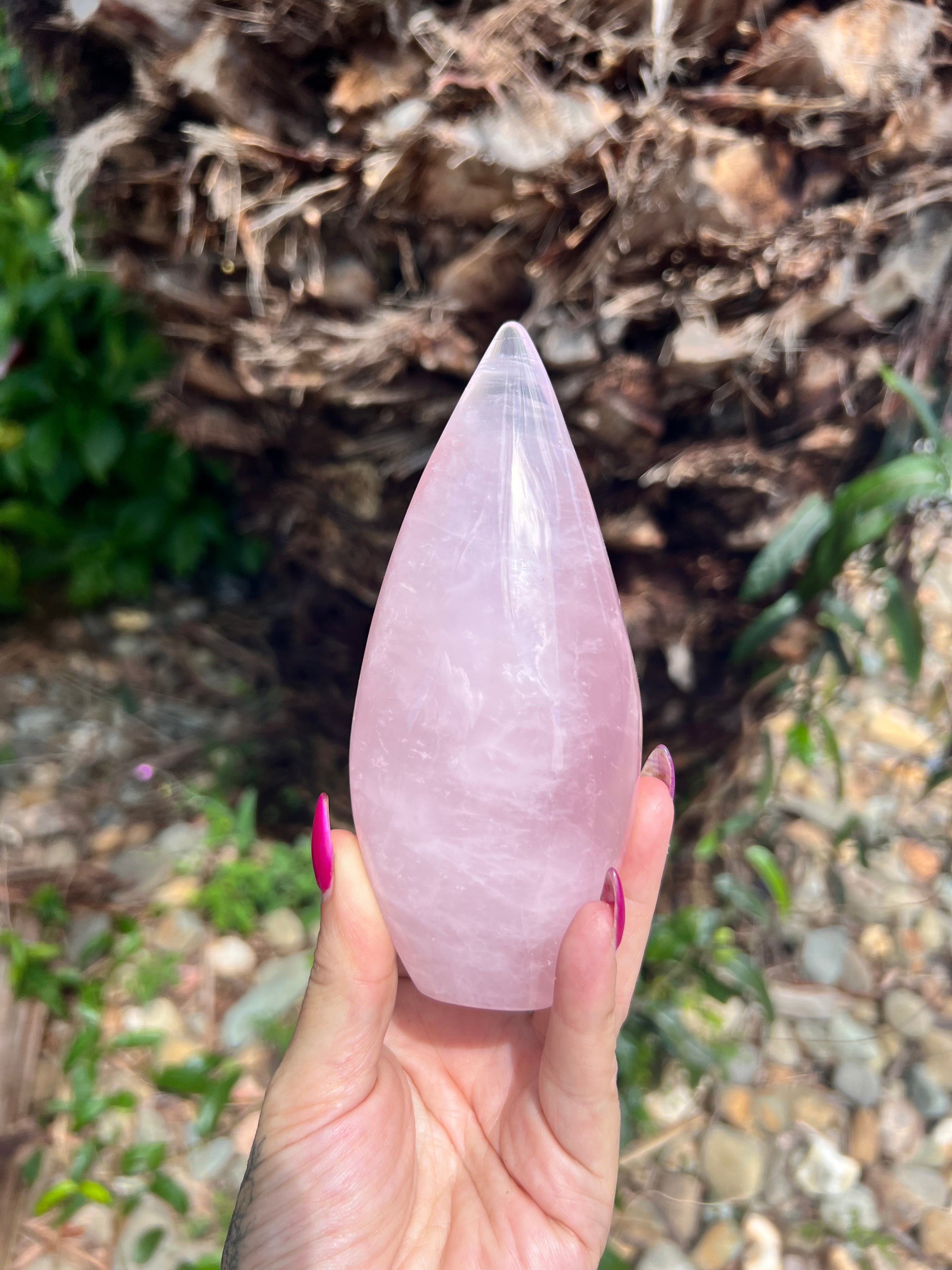 Rose Quartz Tear Drop Carving