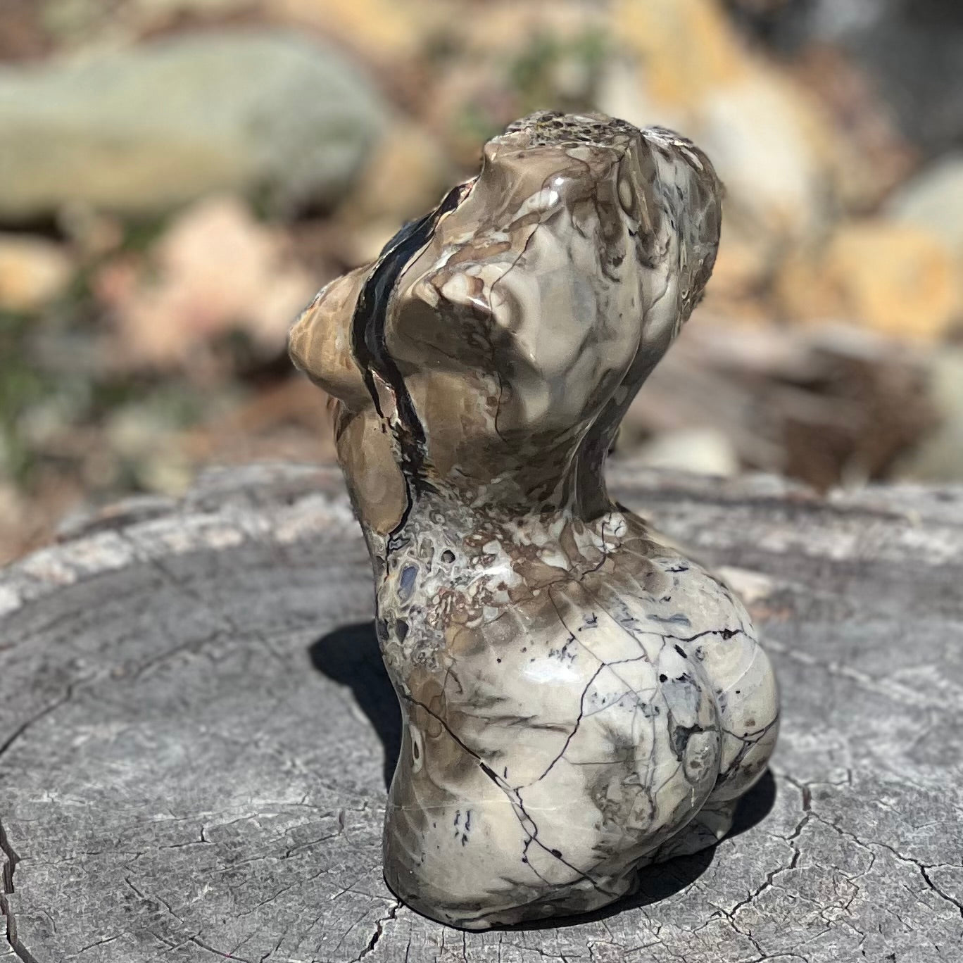 Volcanic Agate Lady Body Carving