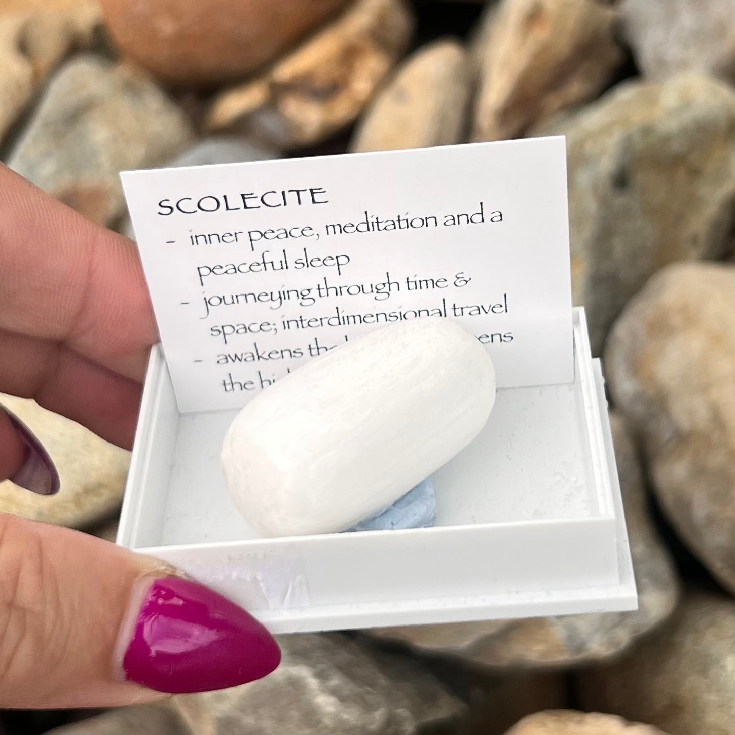 Scolecite Tumble ~ Specialty Boxed Crystal