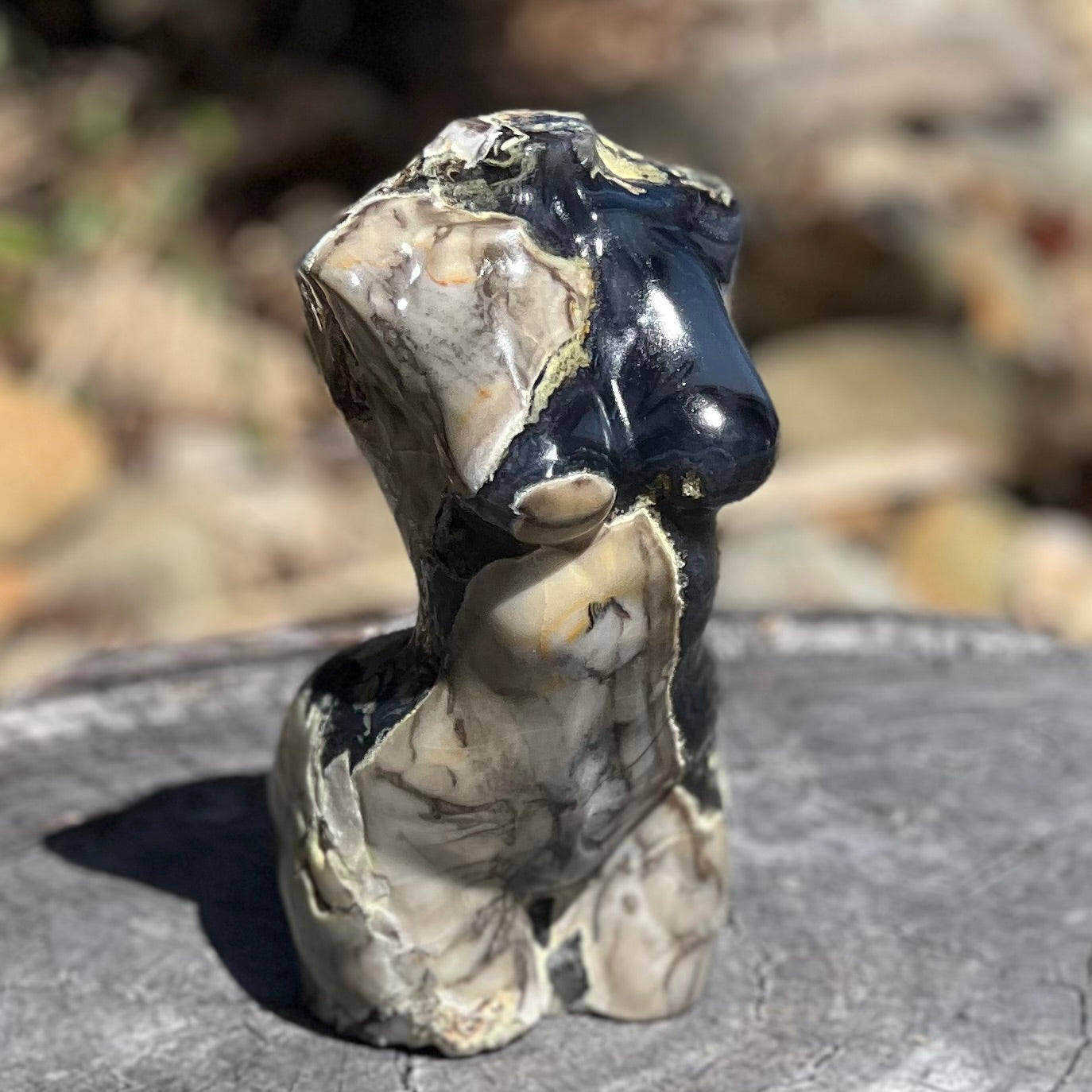 Volcanic Agate Lady Body Carving