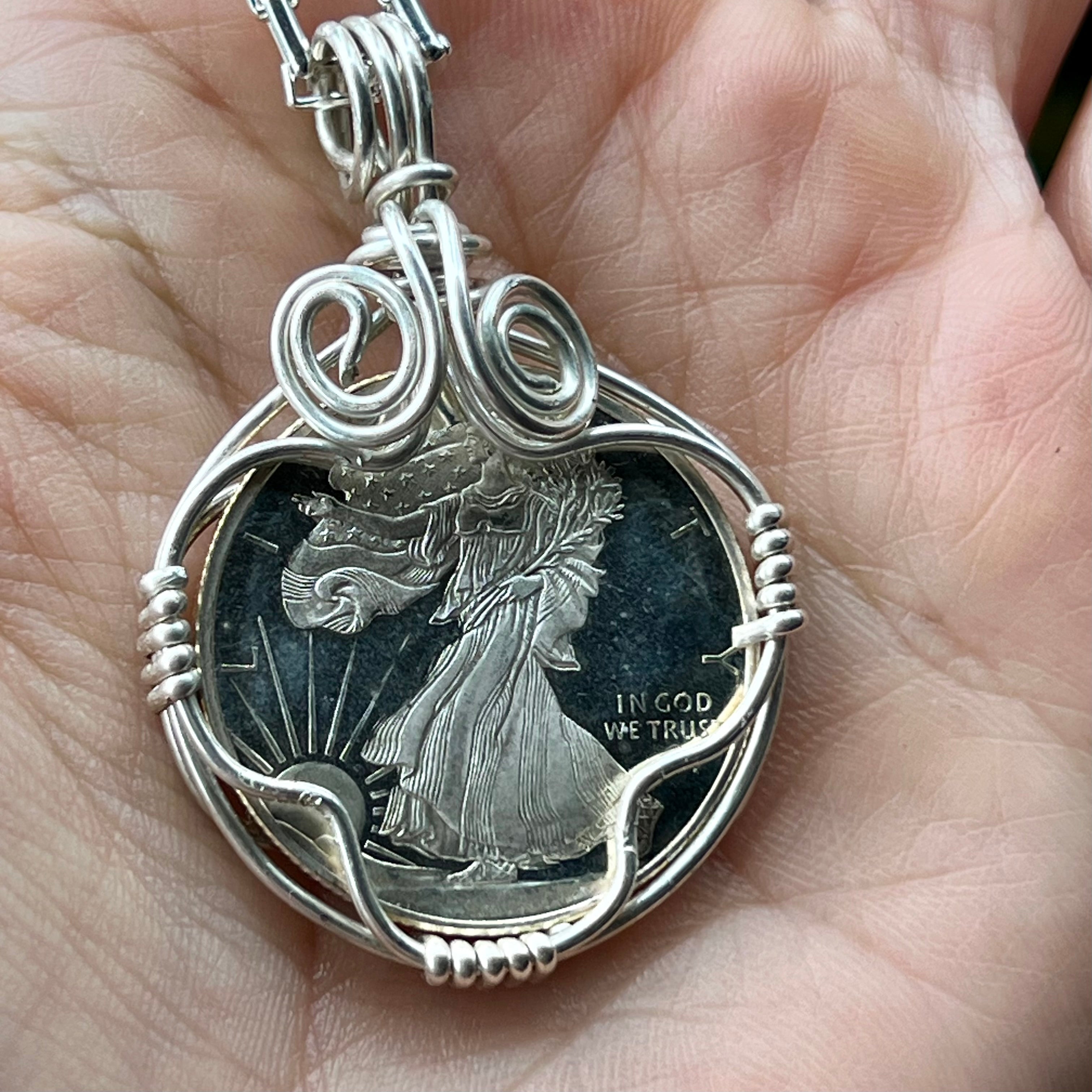 Sterling Silver Wrapped Coin ~ Handmade