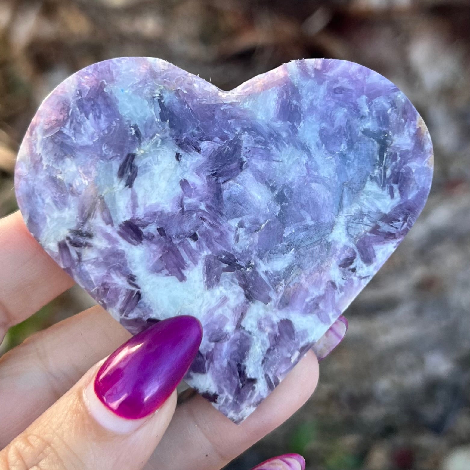 Lepidolite Heart Carving