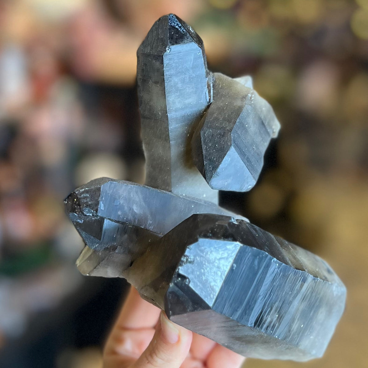 Multi-Point Smoky Quartz Formation Cluster
