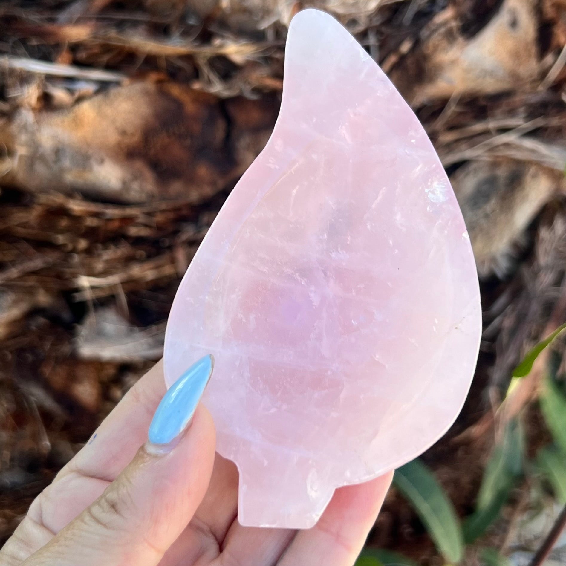 Rose Quartz Leaf Trinket Bowl