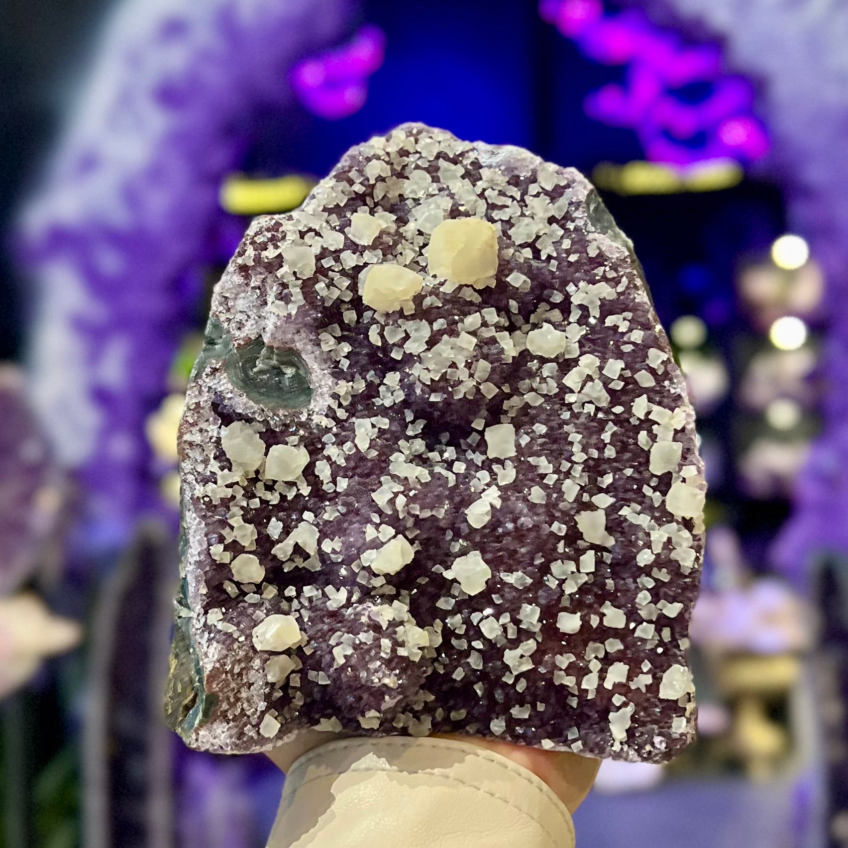 Amethyst Cluster with Calcite Inclusion