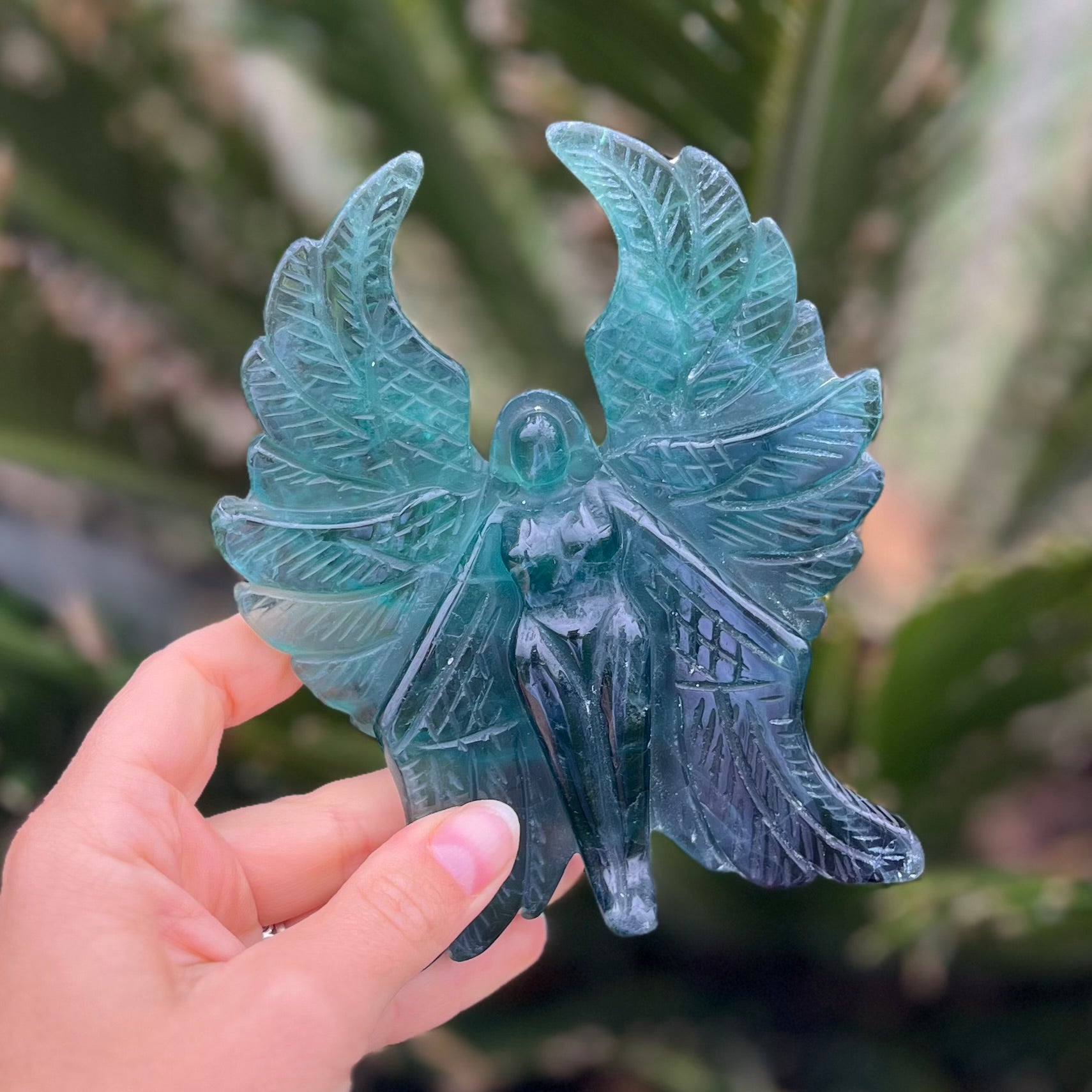 Green Fluorite Goddess of Compassion Carving (1)