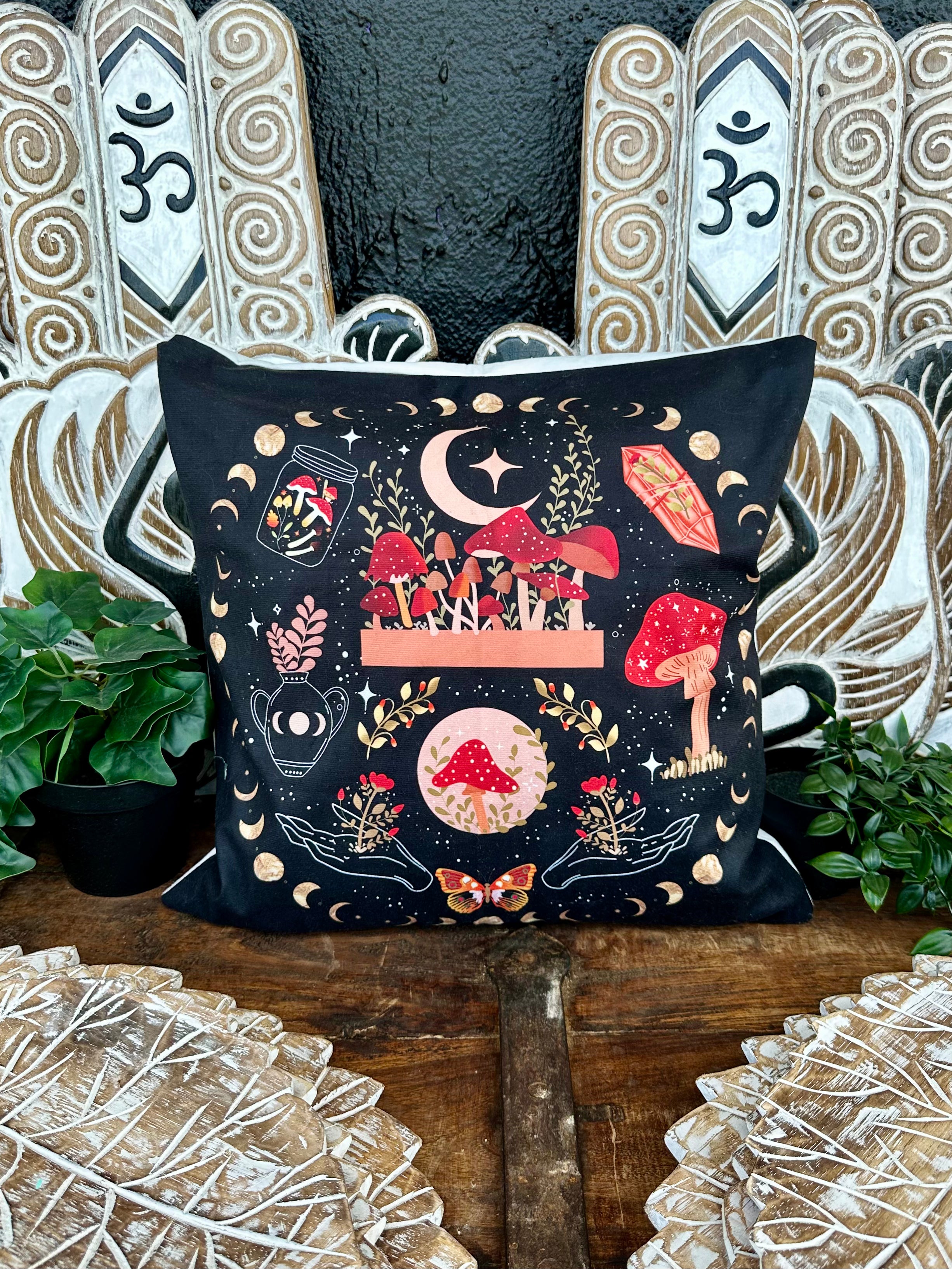 Mushroom Magic Pillow Cover - Muse Crystals & Mystical Gifts