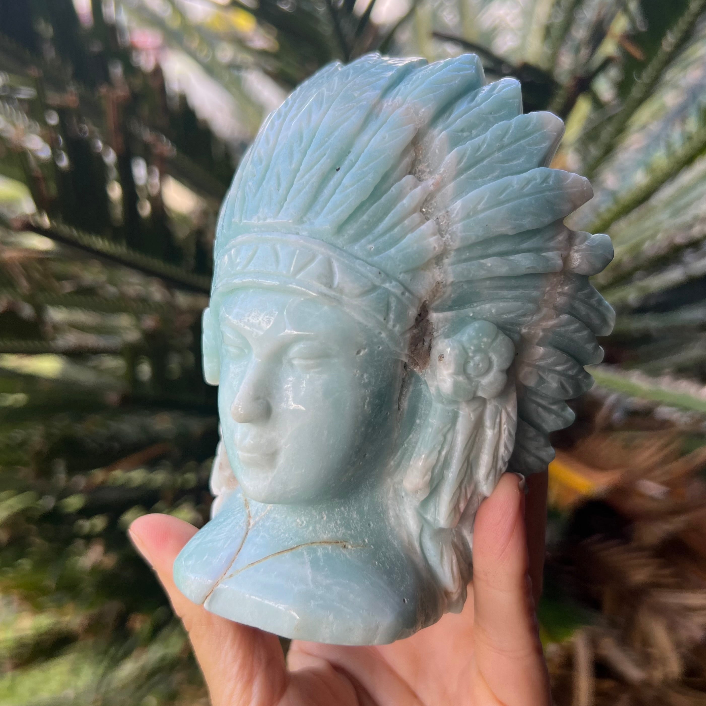 Indian Head Carving ~ Caribbean Calcite