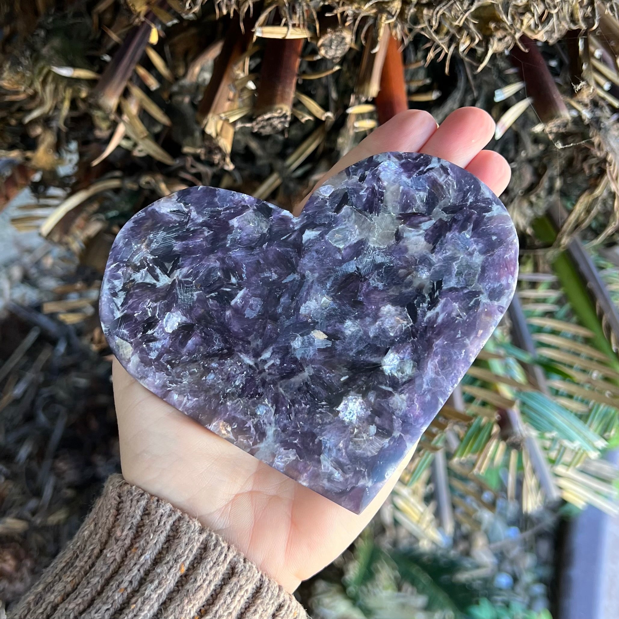 Lepidolite Heart Carving on Stand