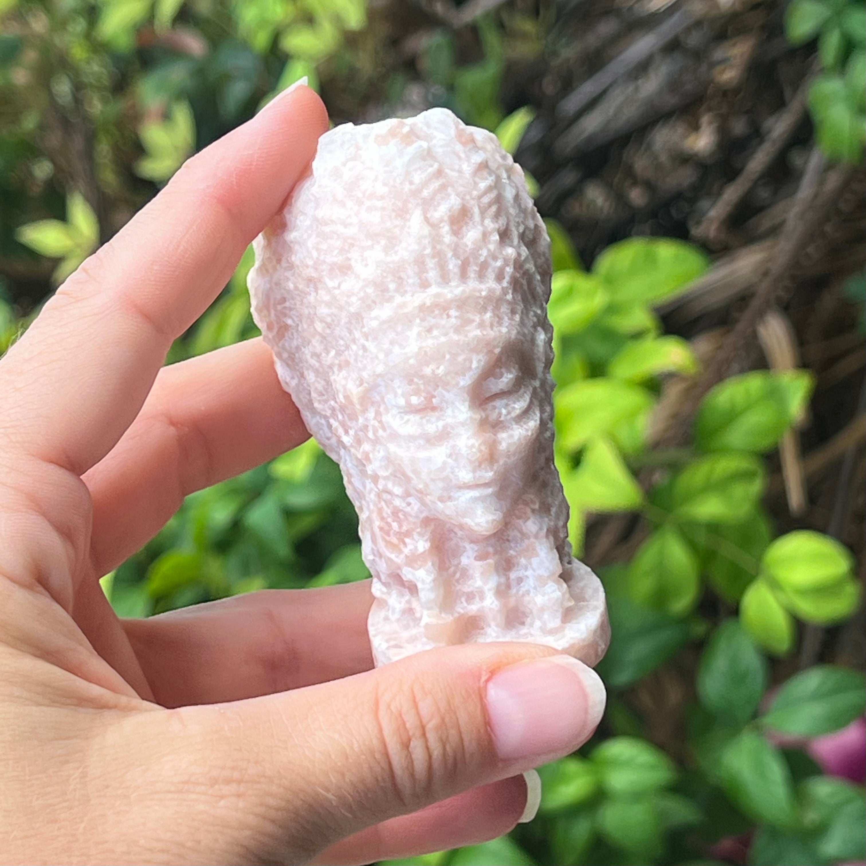Indian Head Carving ~ Pink Opal (3)