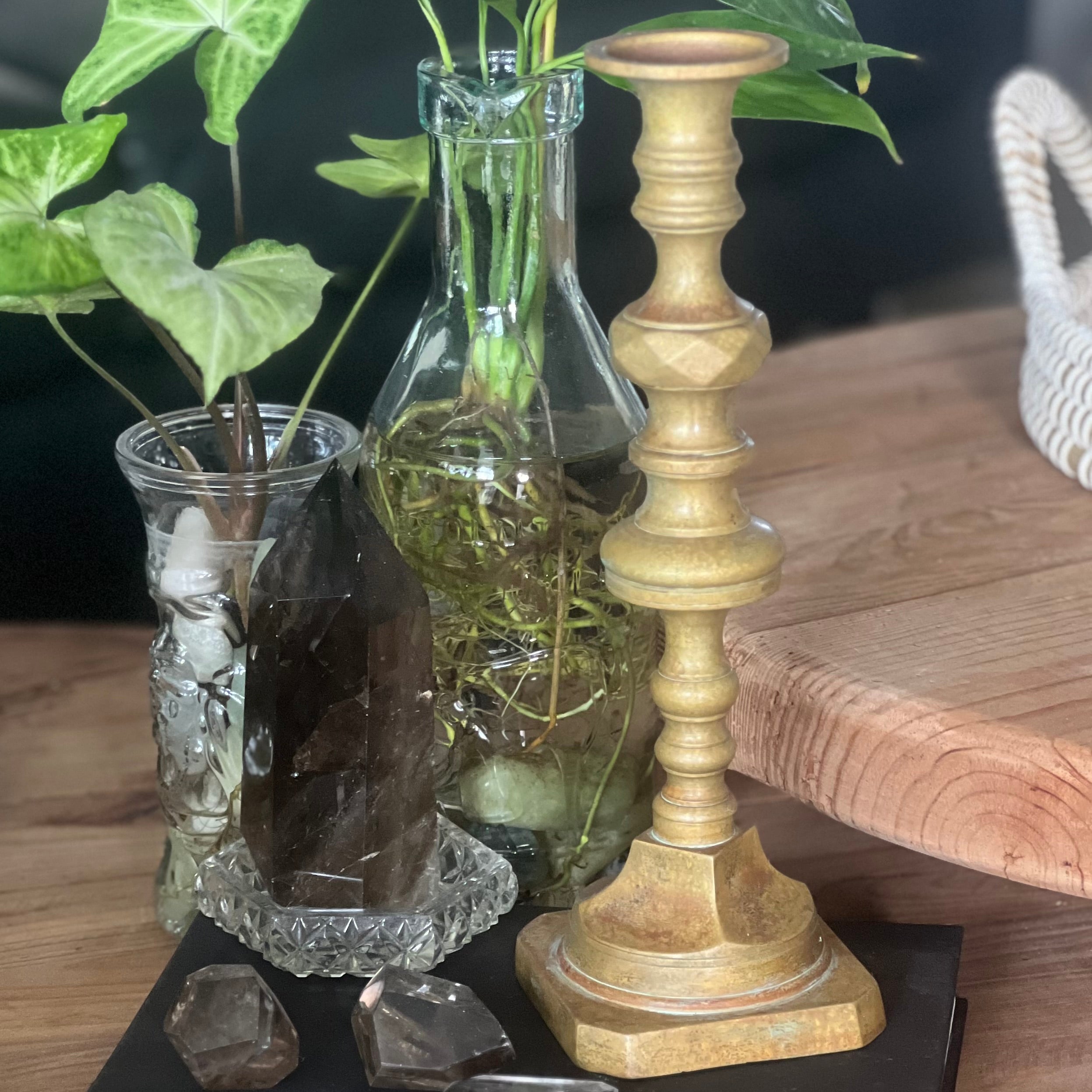 Boho Jungle ~ Vintage Brass Candle Holder - Sphere Holder Decor