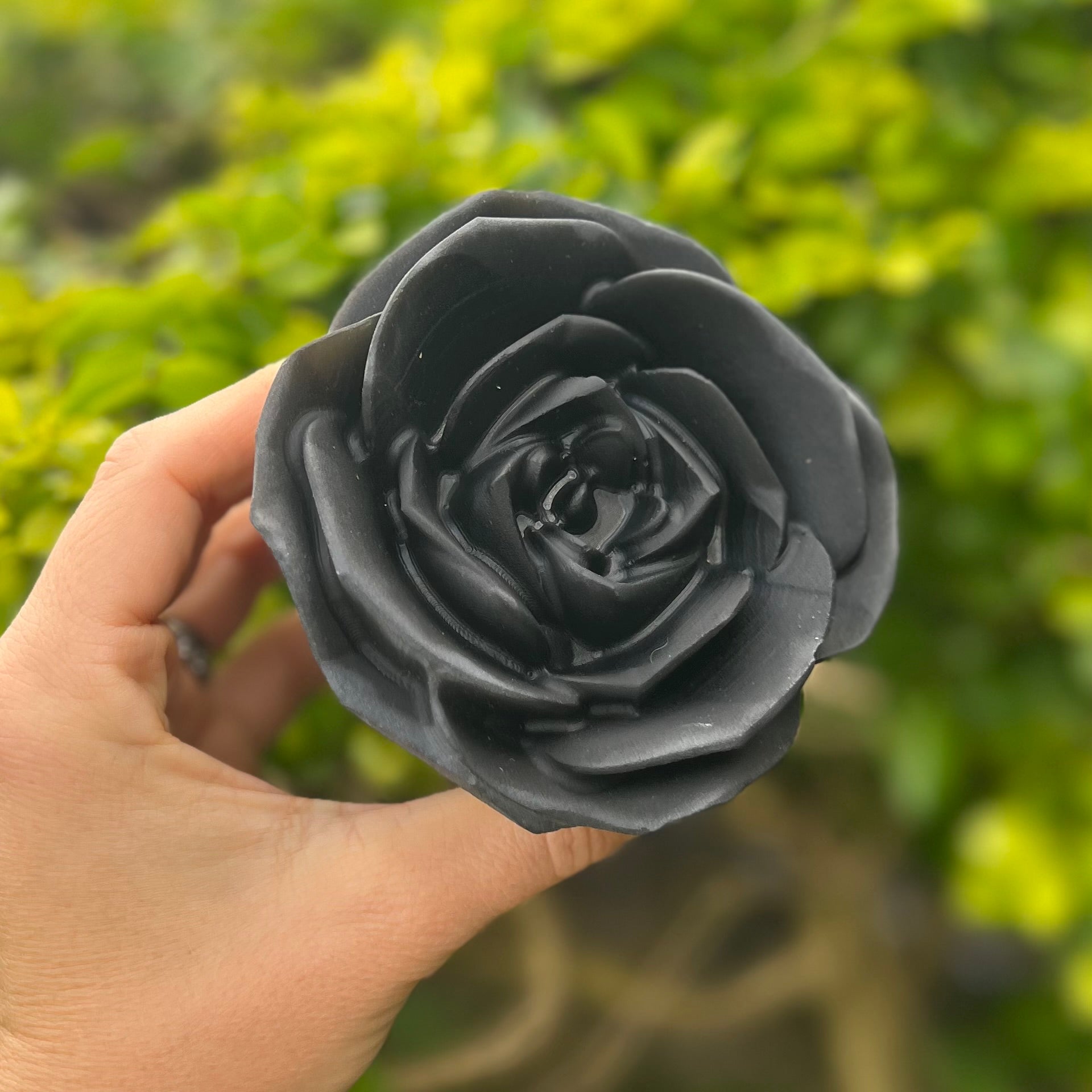 Black Obsidian Rose Carving