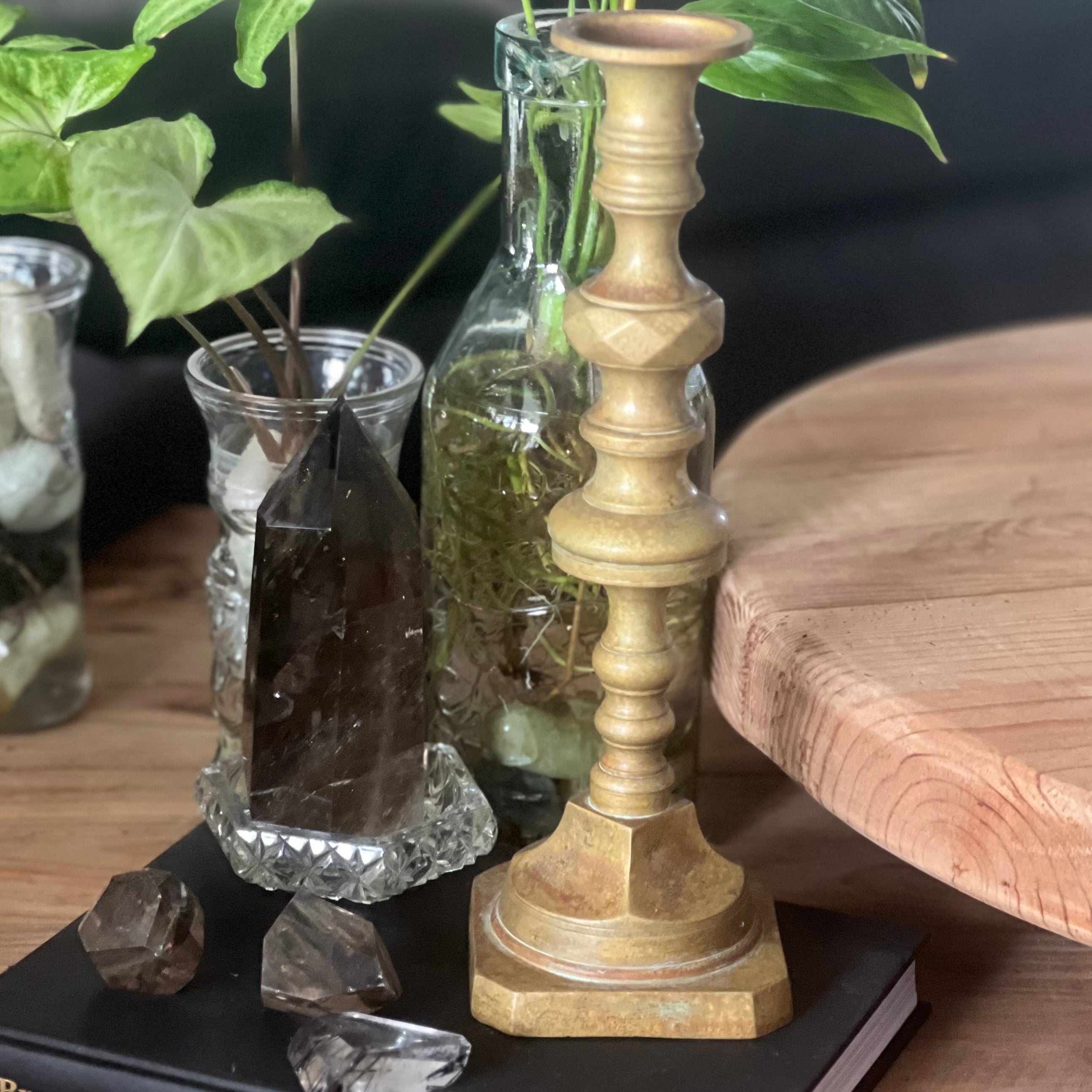 Boho Jungle ~ Vintage Brass Candle Holder - Sphere Holder Decor