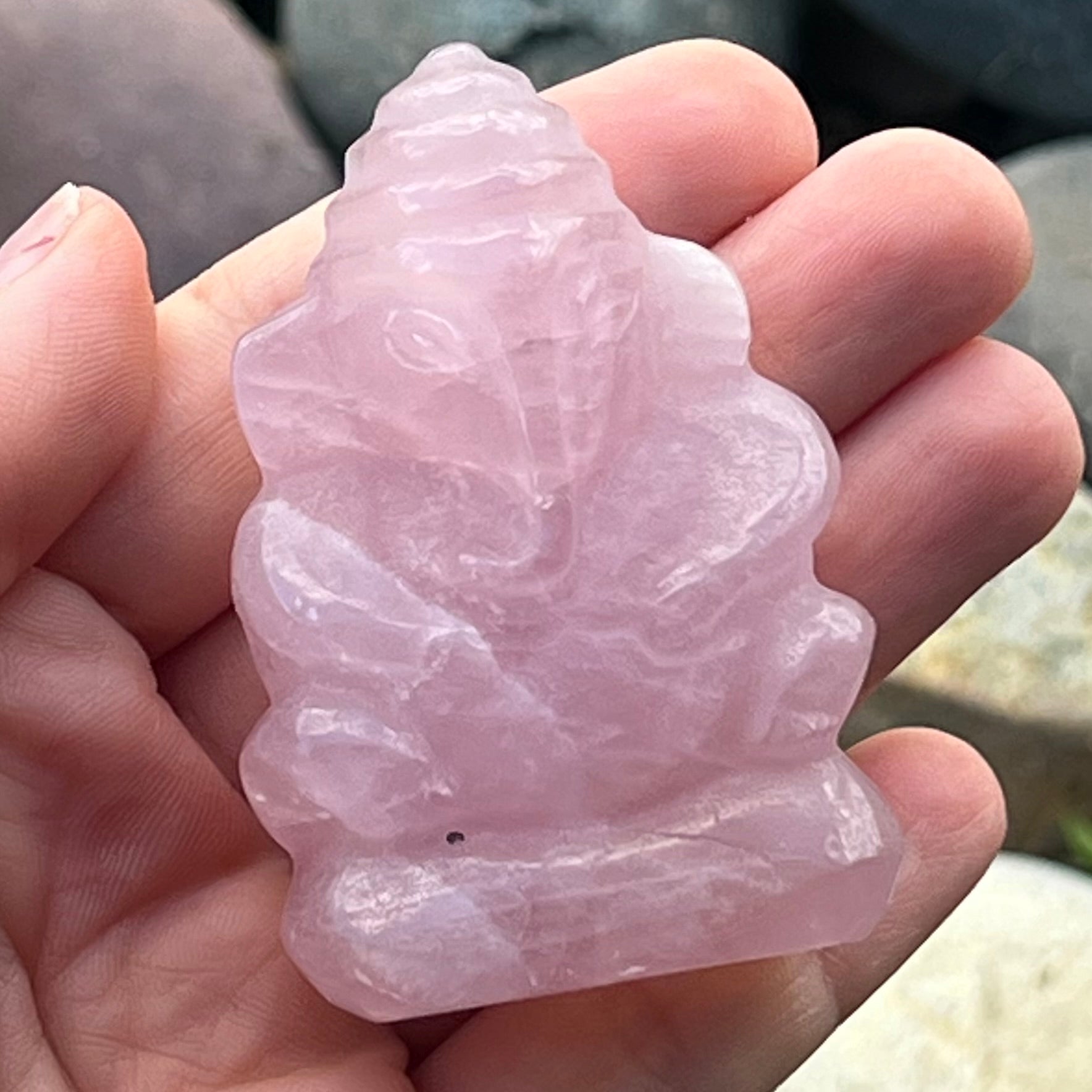 Rose Quartz Ganesha Carving