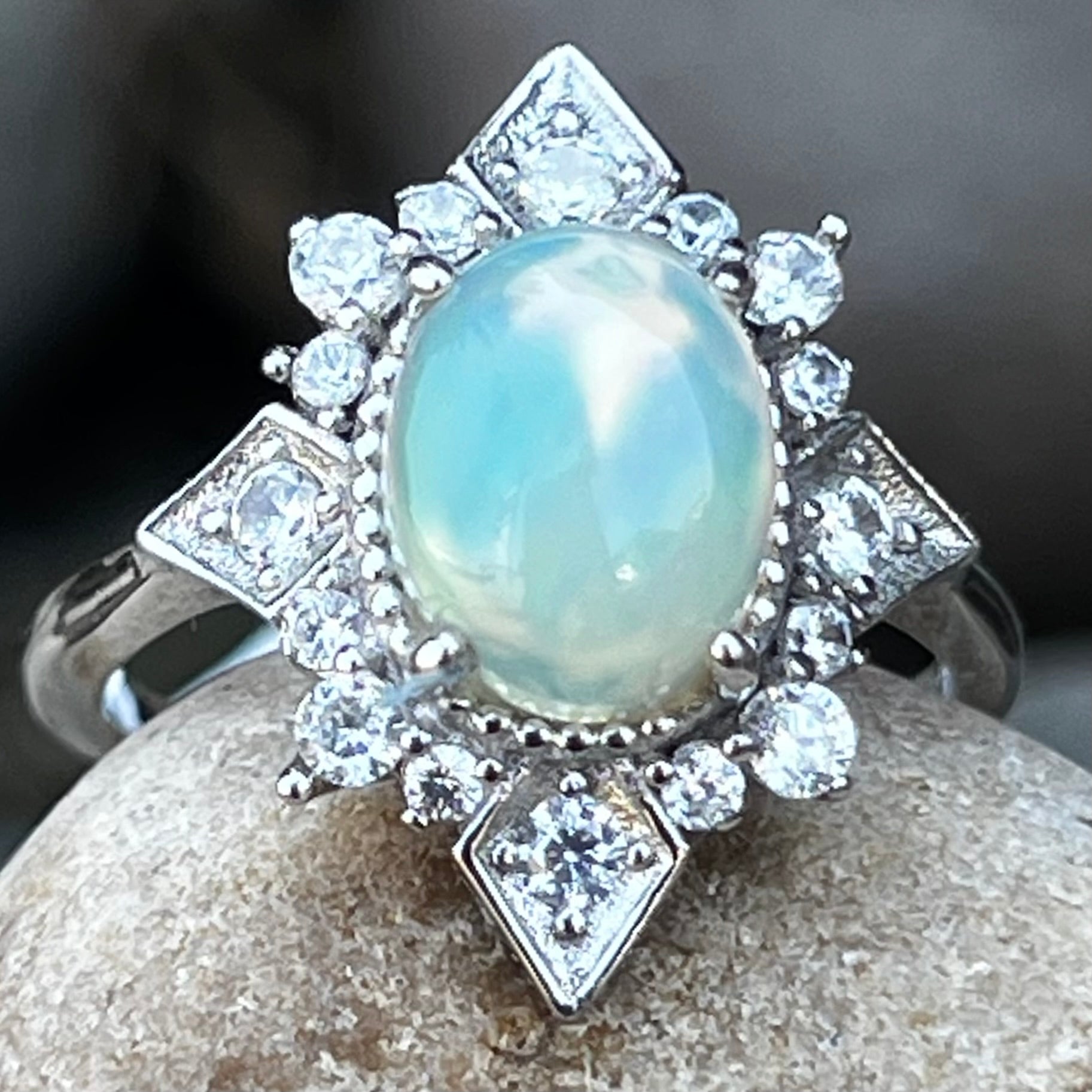 Opal Sterling Silver Ring ~ 6
