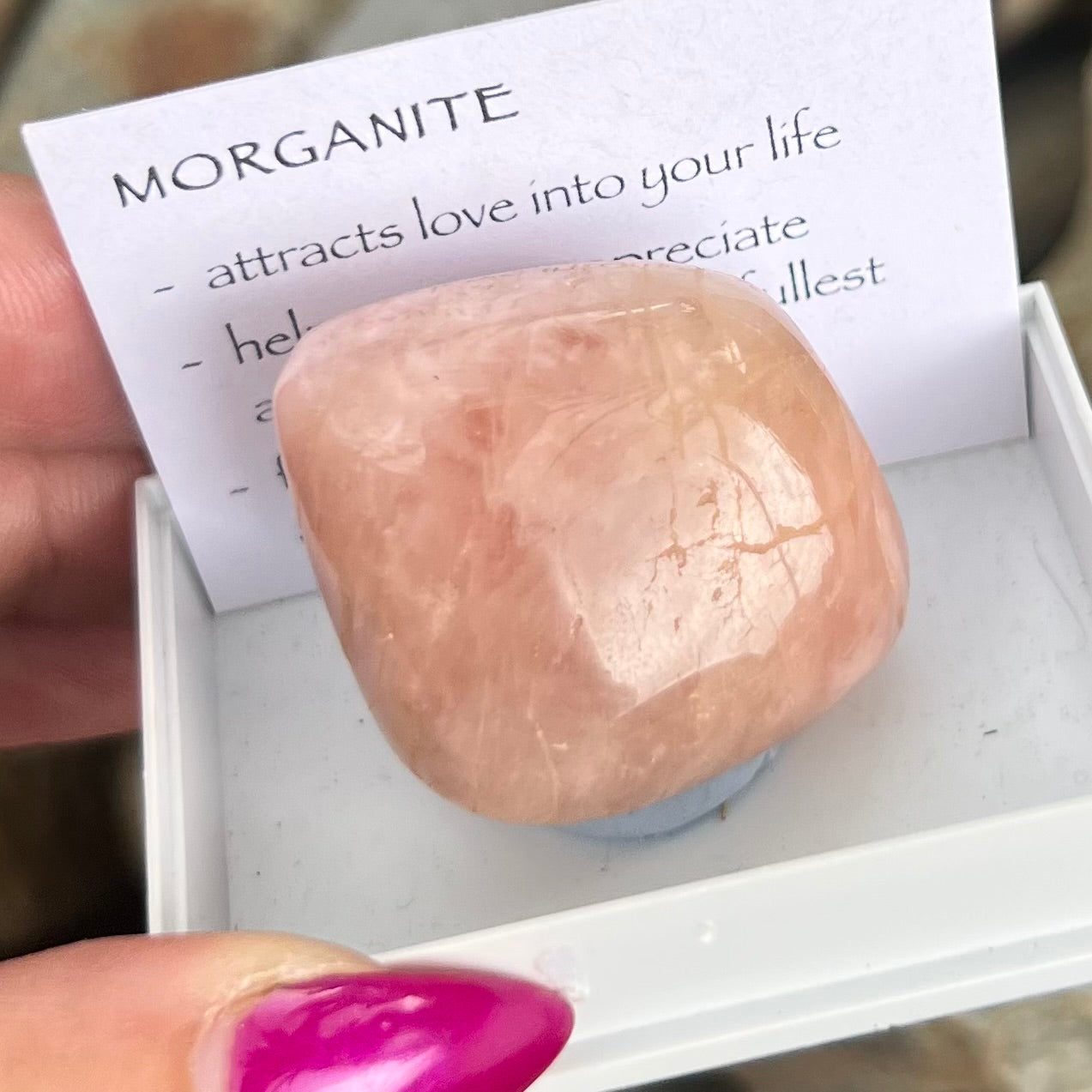 Morganite Tumble ~ Specialty Boxed Crystal