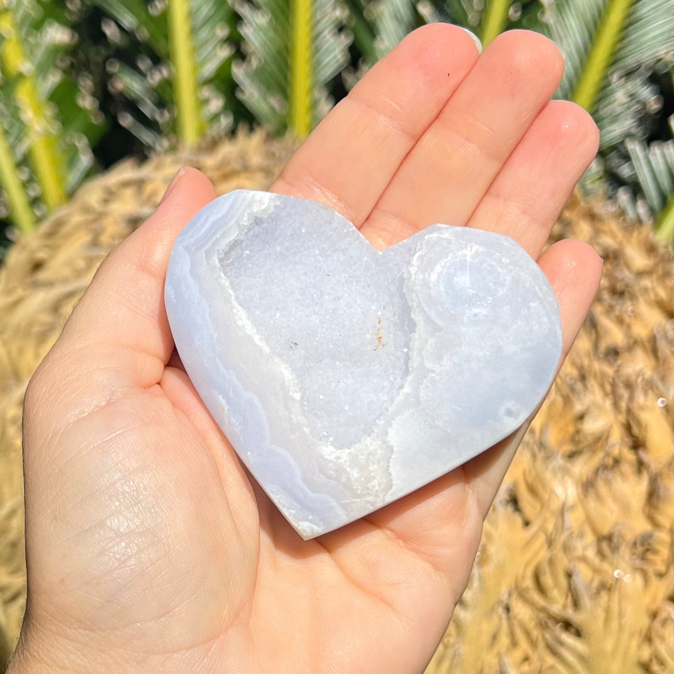 Blue Lace Agate Semi Raw ~ Heart