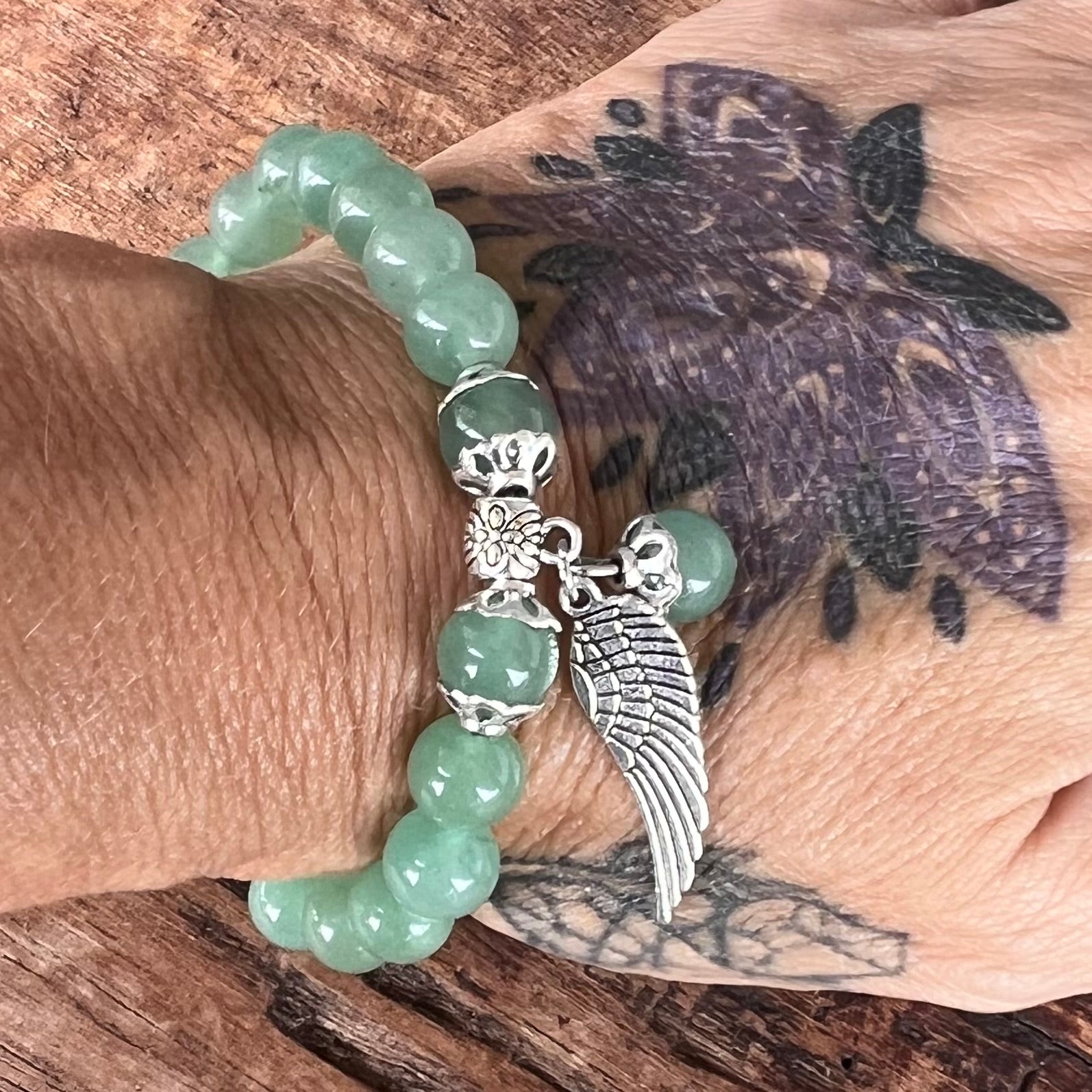 Green Aventurine New Beginnings Bracelet with Angel Wing