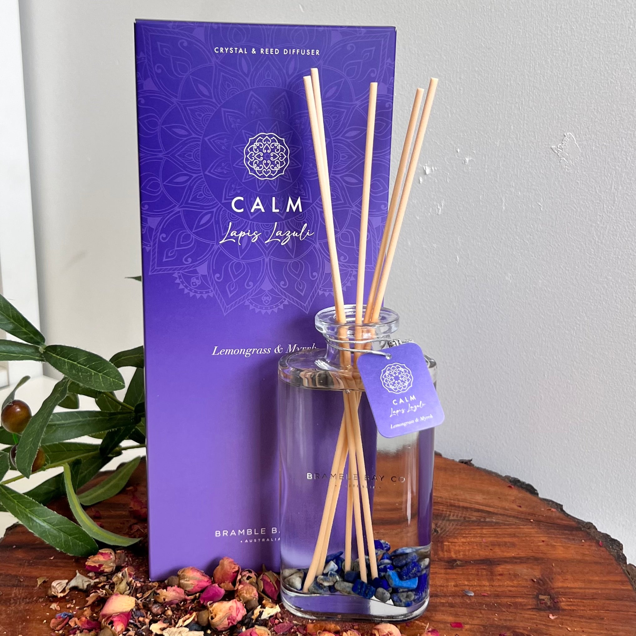 Boho Crystal Calm Reed Diffuser ~
Lapis Lazuli ~ 
Lemongrass & Myrrh