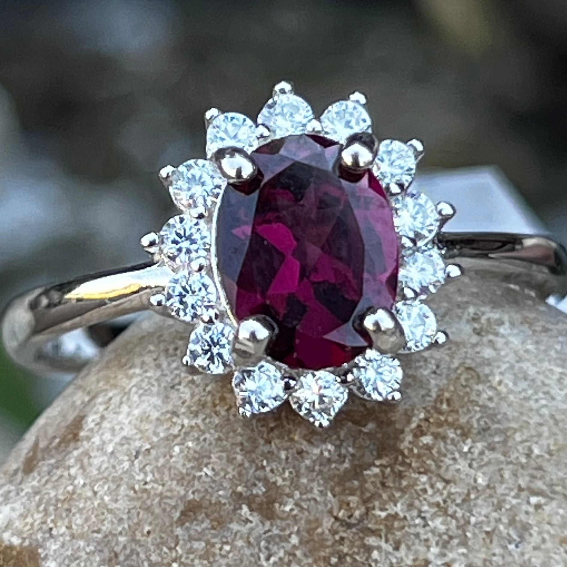 Rhodolite Garnet ~ Sterling Silver Ring ~ size 9