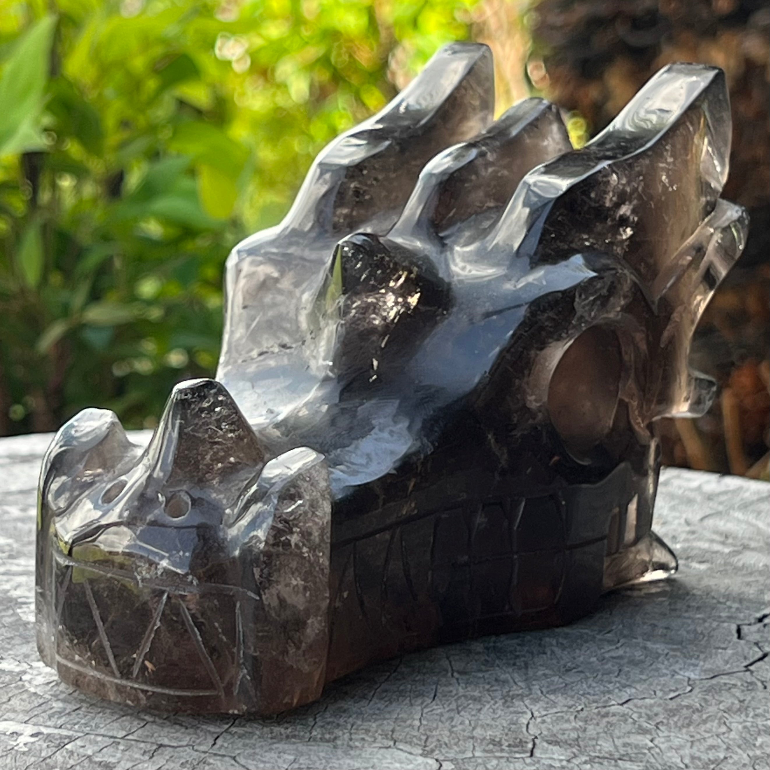 Smokey Quartz Dragon Head Carving