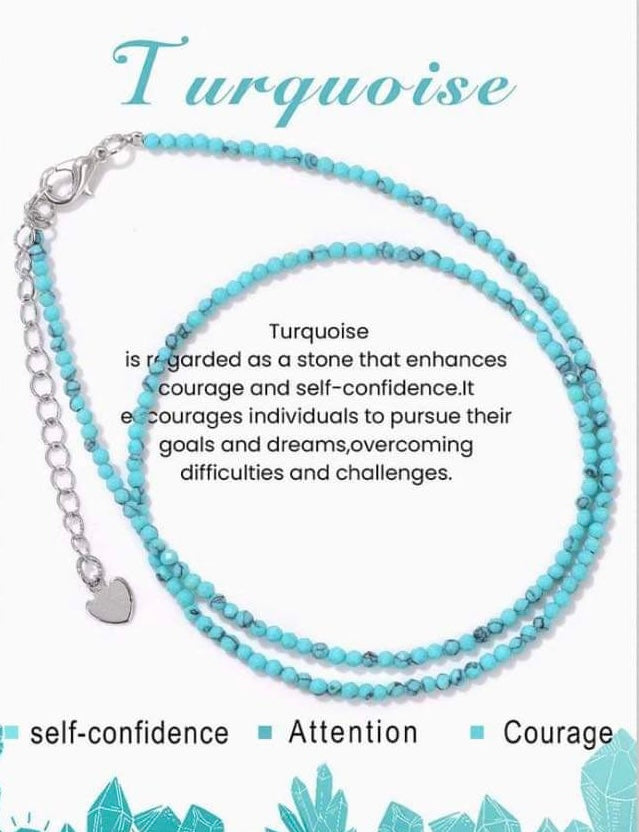 Confiance en soi ~ Collier de perles à facettes turquoise