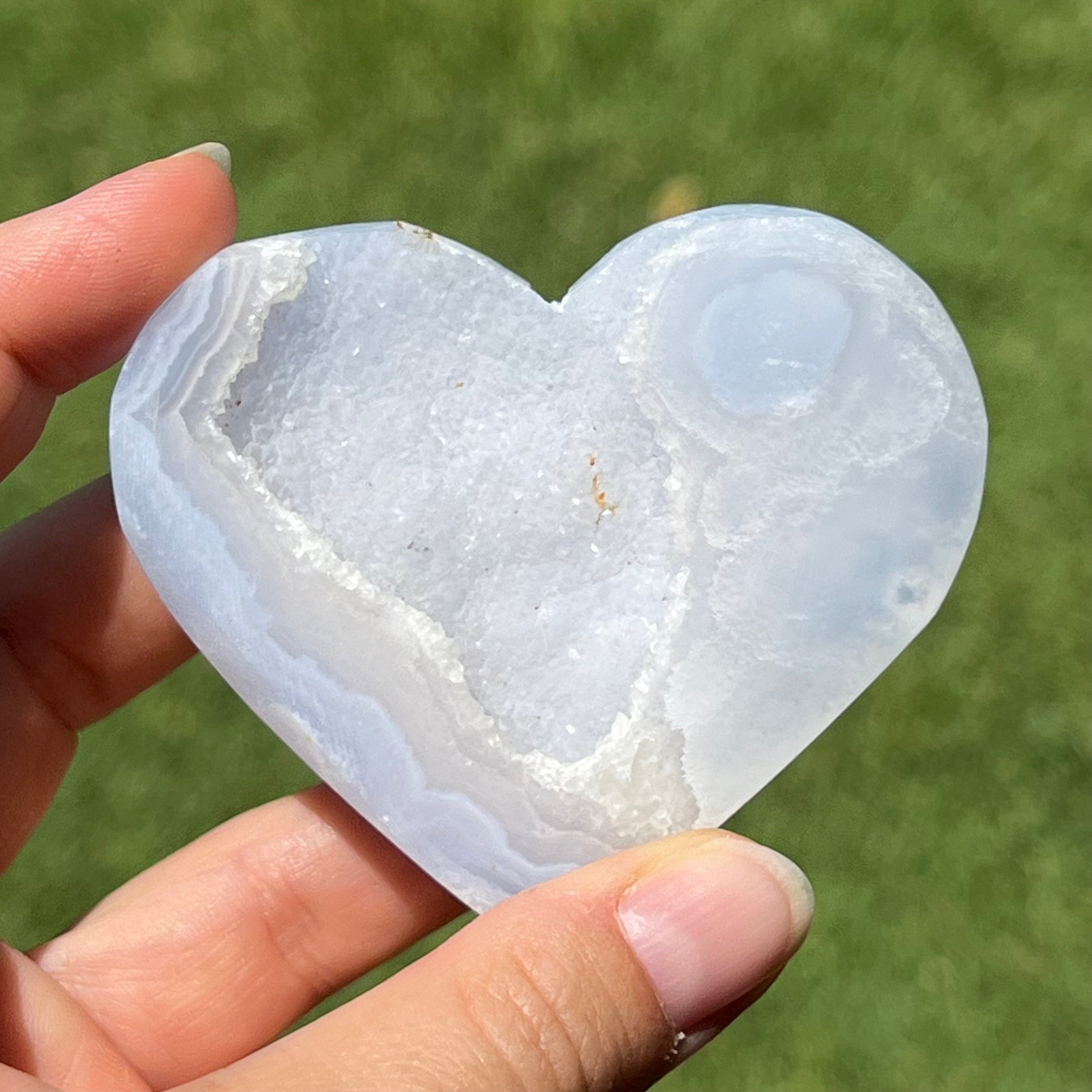 Blue Lace Agate Semi Raw ~ Heart