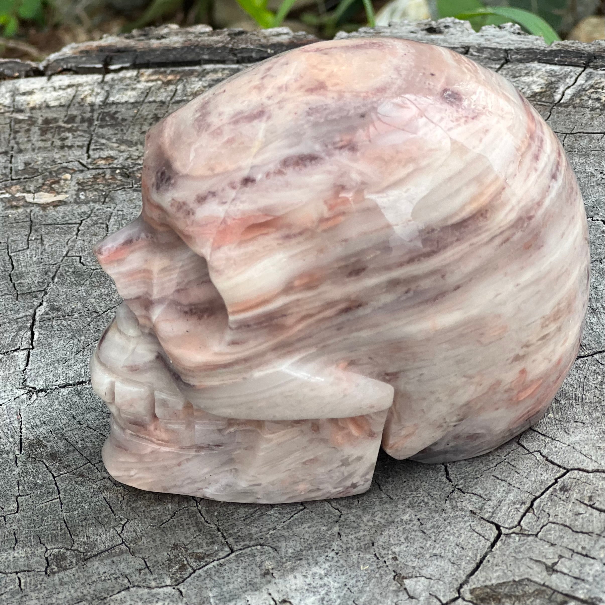 Pink Agate Skull