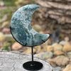 Moss Agate Crescent Moon Carving