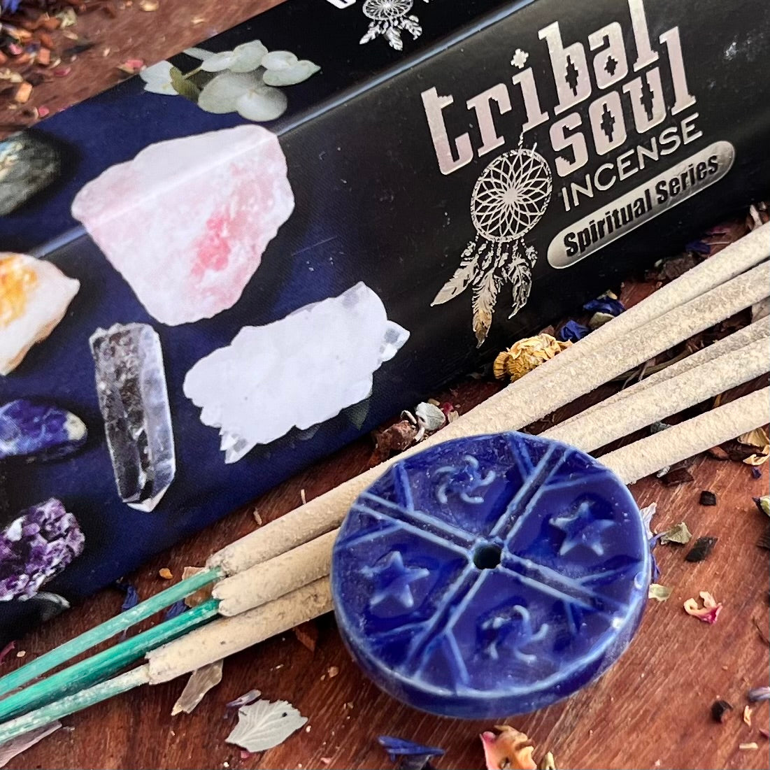 Crystal Healing Smudge Incense with Clay Holder