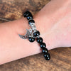 Black Obsidian Bracelet with Celestial Crescent Moon Charm