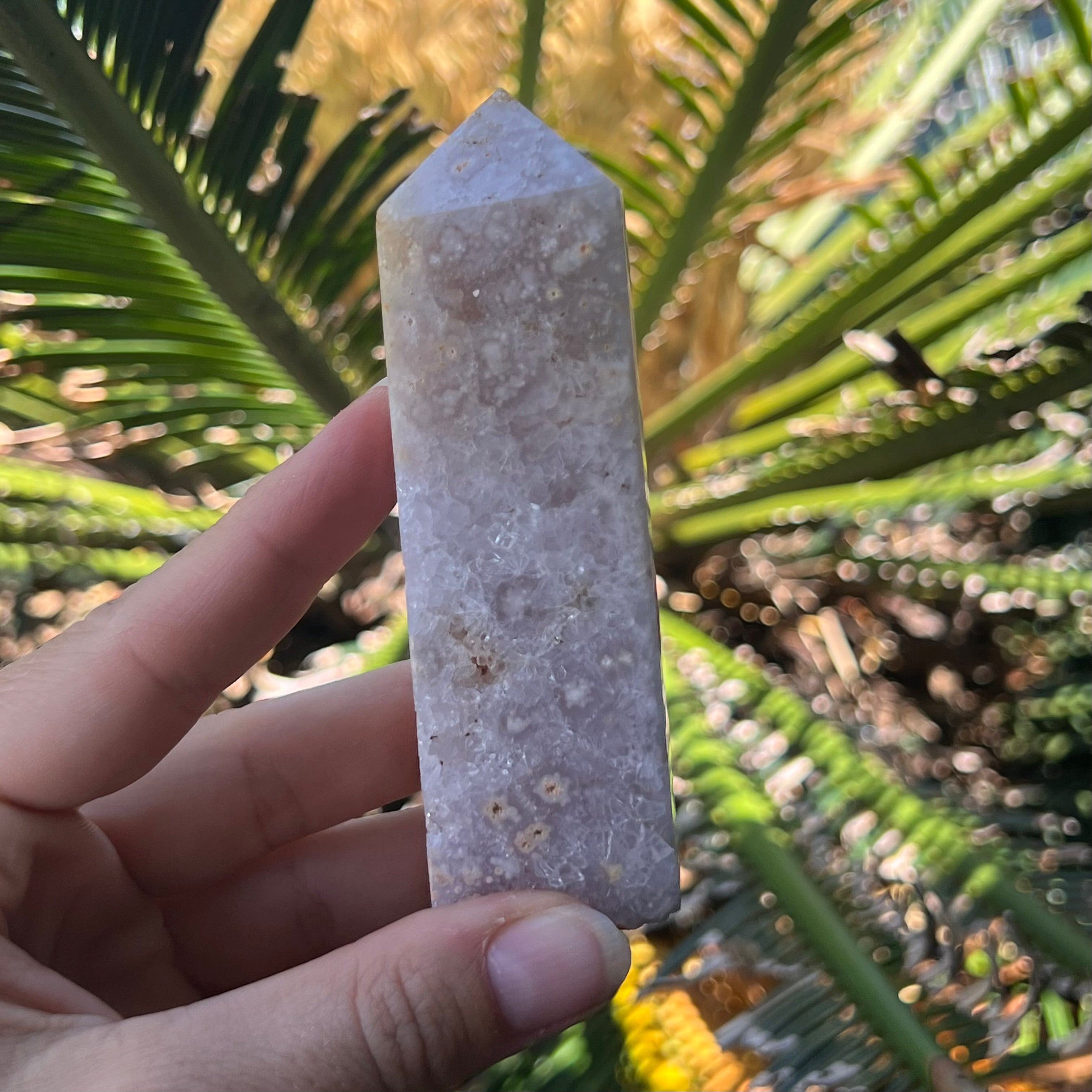 Pink Amethyst and Flower Agate Tower