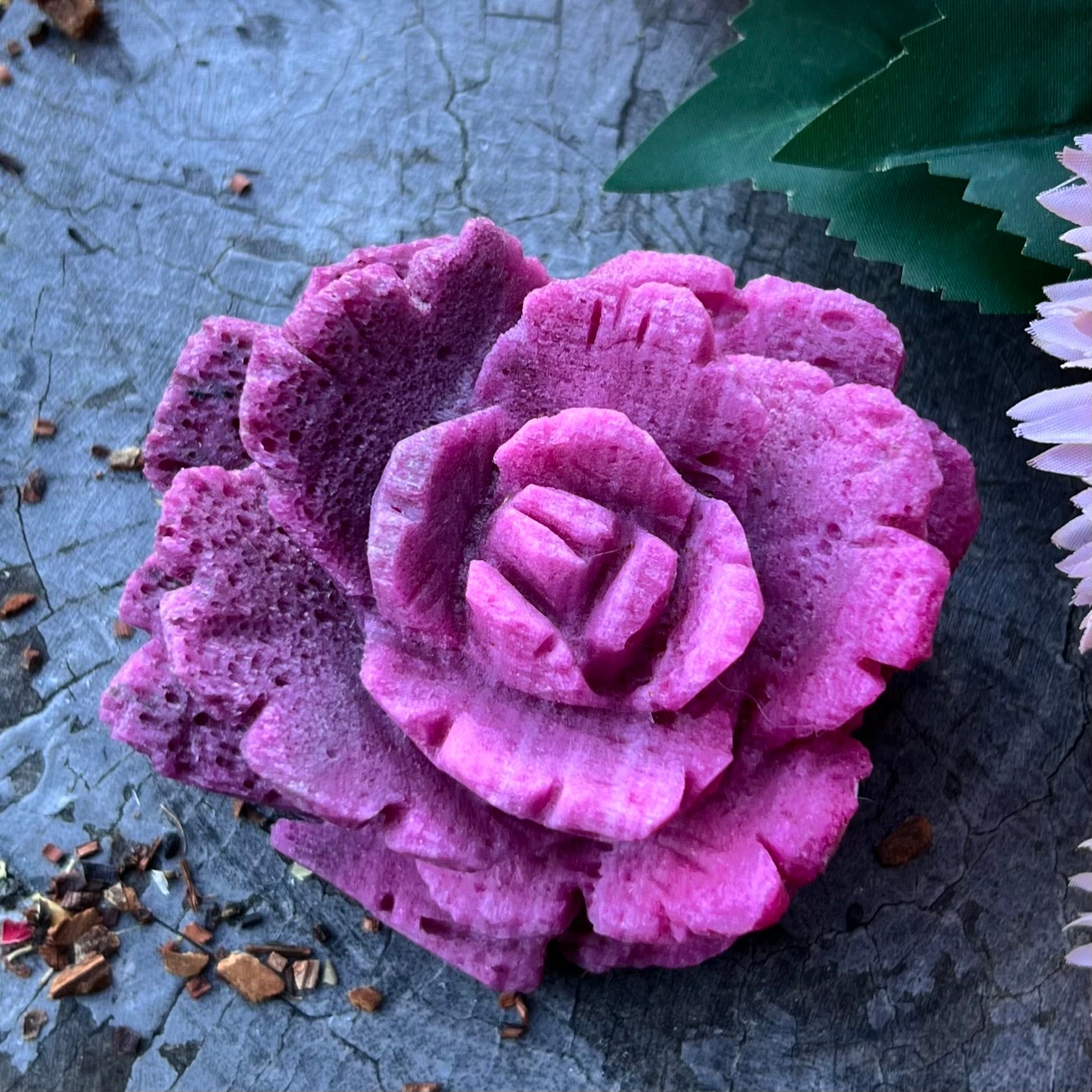 Crystal Rose Carving - Ruby