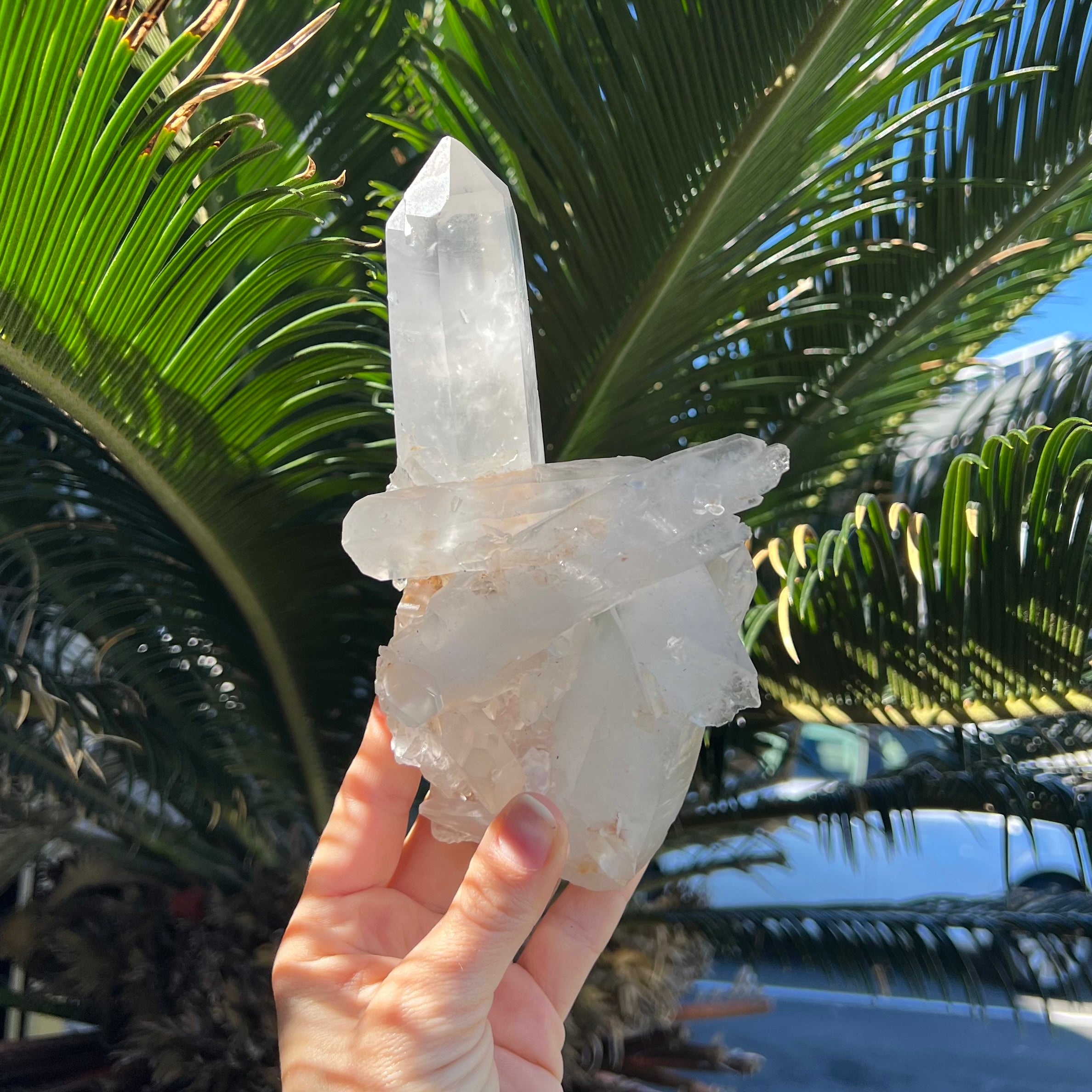 Clear Quartz Cluster on Stand