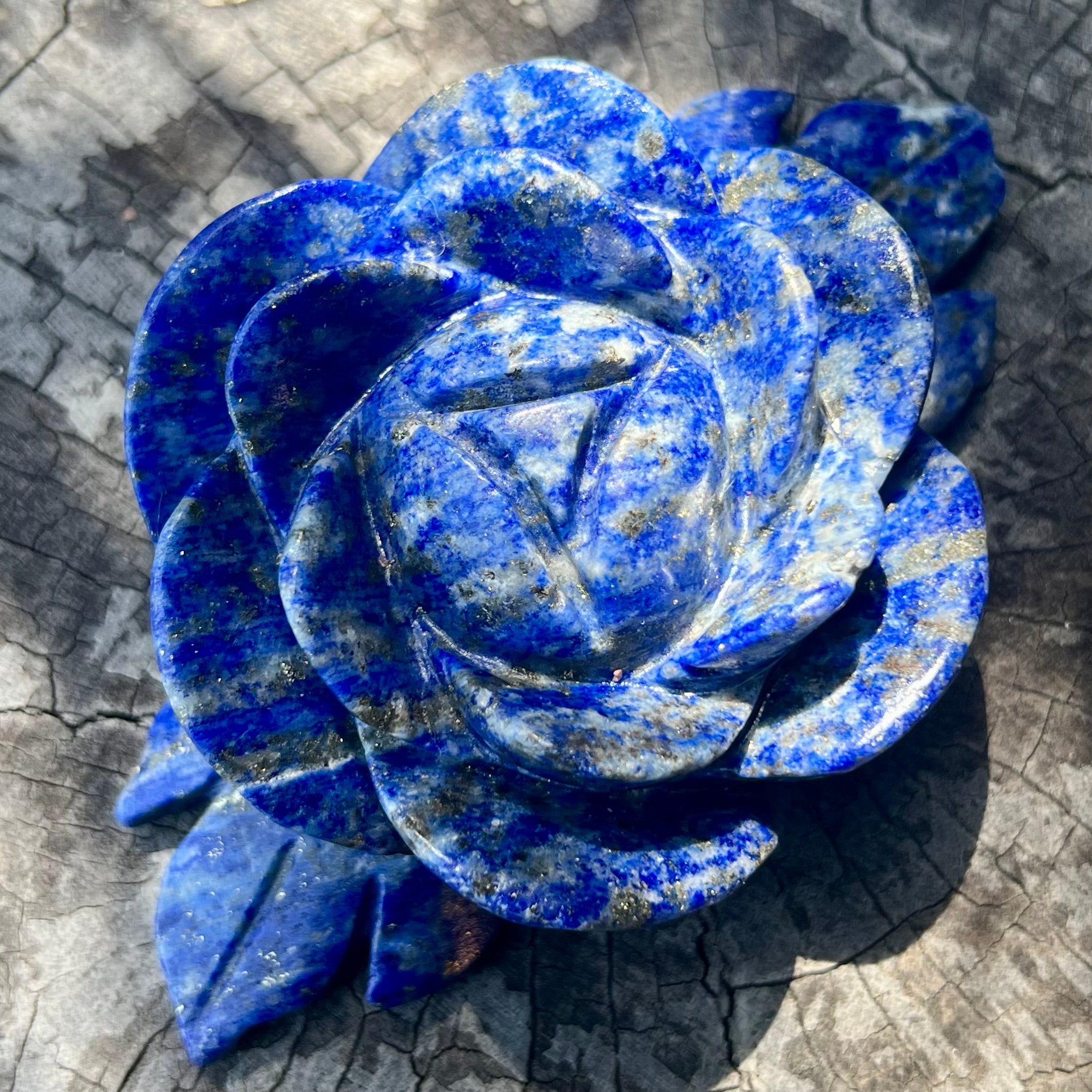 Lapis Lazuli Rose Carving