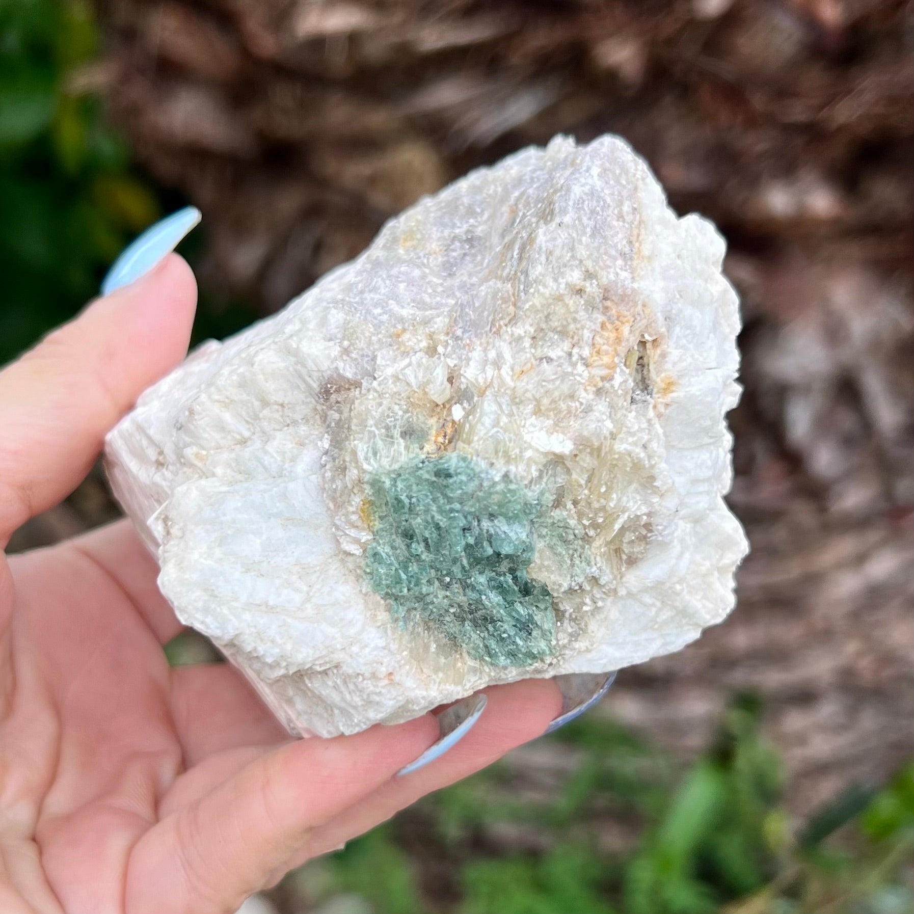 Natural Green Tourmaline & Mica on Matrix