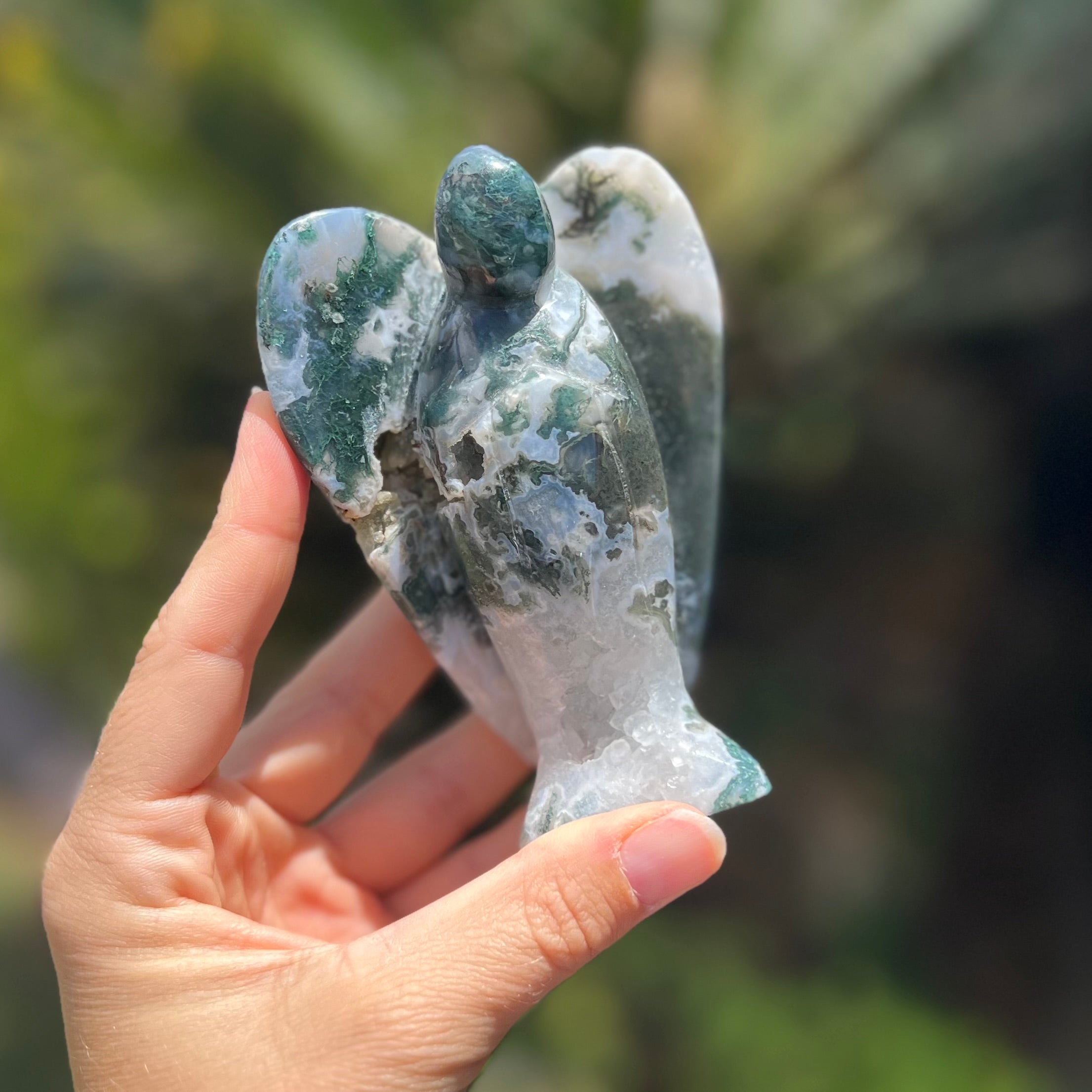 Moss Agate Memorial Angel