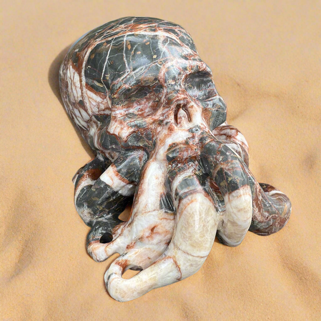 Octopus Skull ~ Ocean Jasper Carving