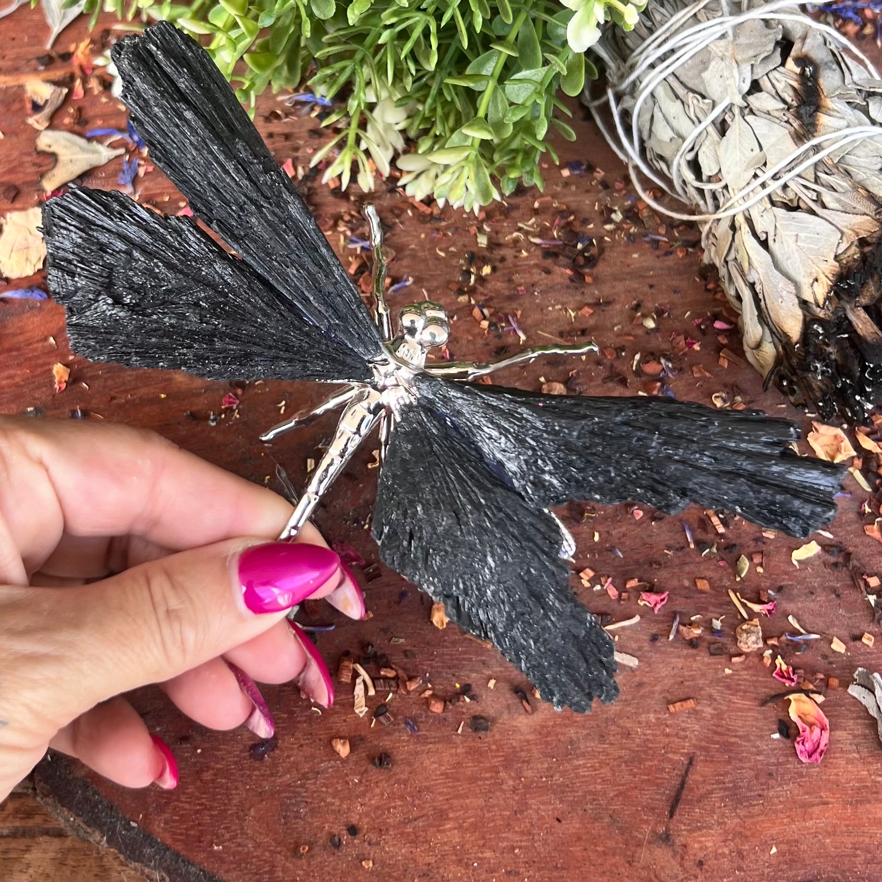 Dragon Fly ~ Black Kyanite Electroplate