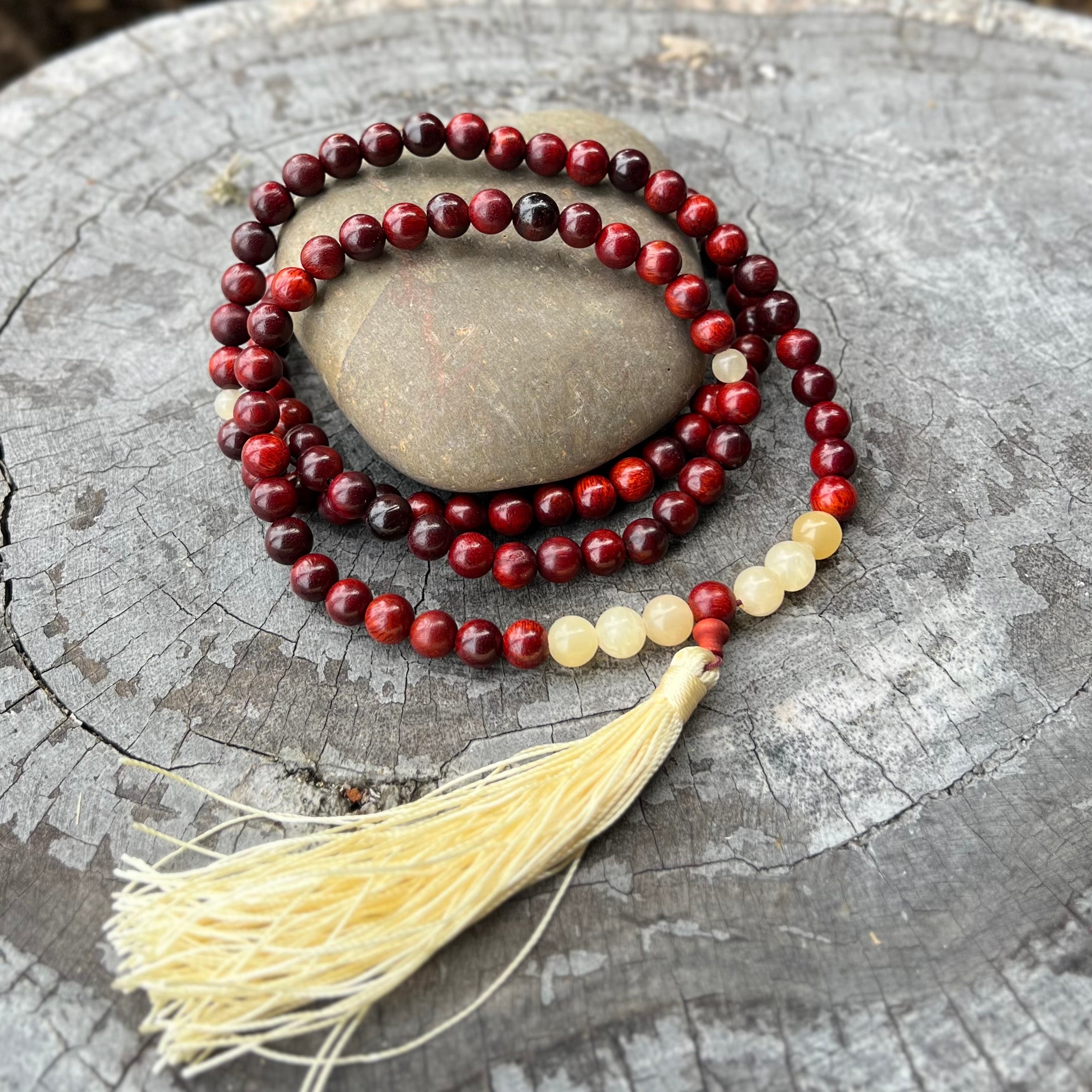 Self Expression~ Rosewood and Tigers Eye ~ Meditation Necklace