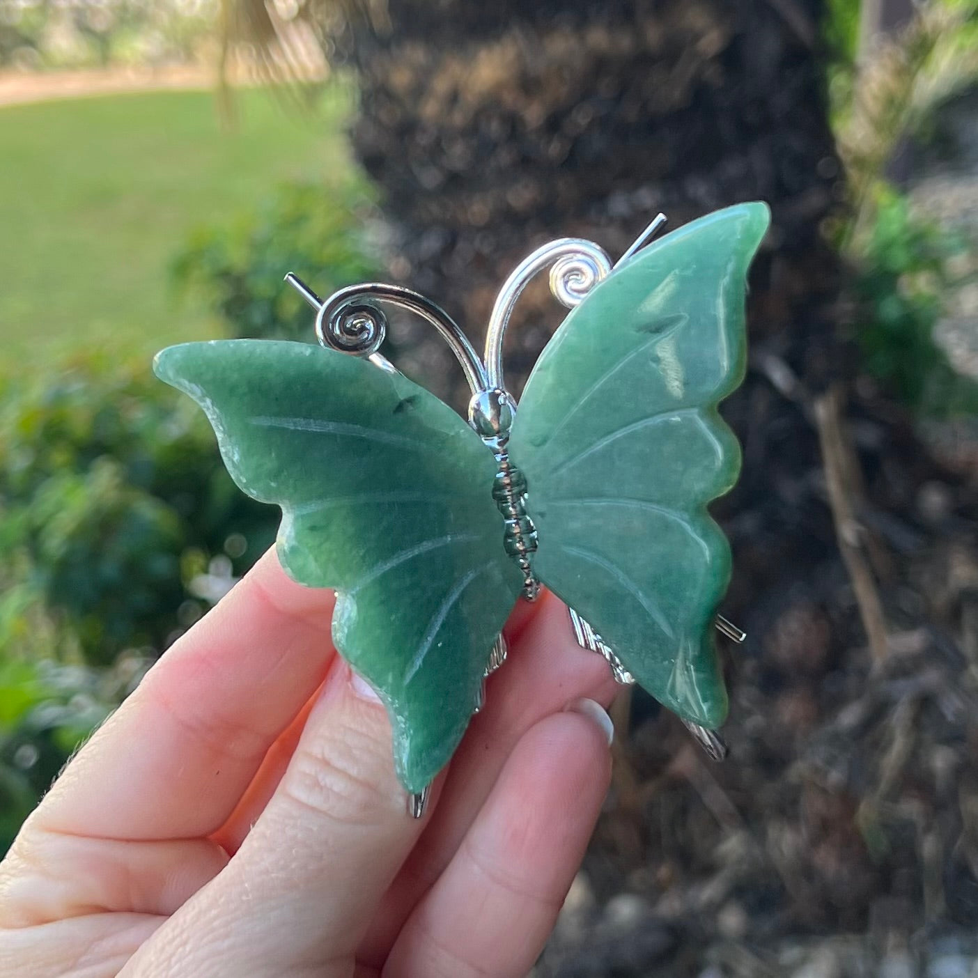 Green Strawberry Quartz Butterfly