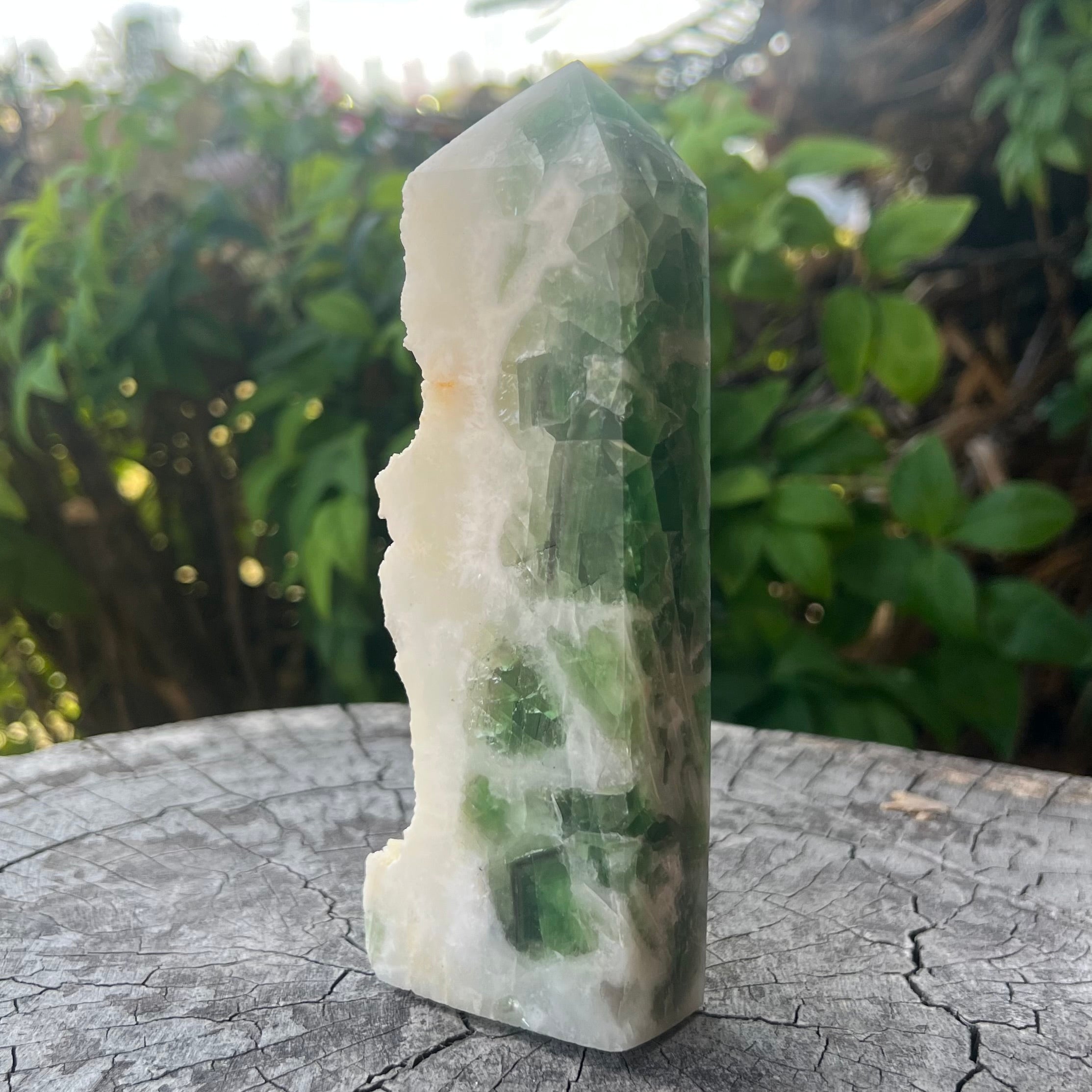 Green Fluorite Semi Raw Point