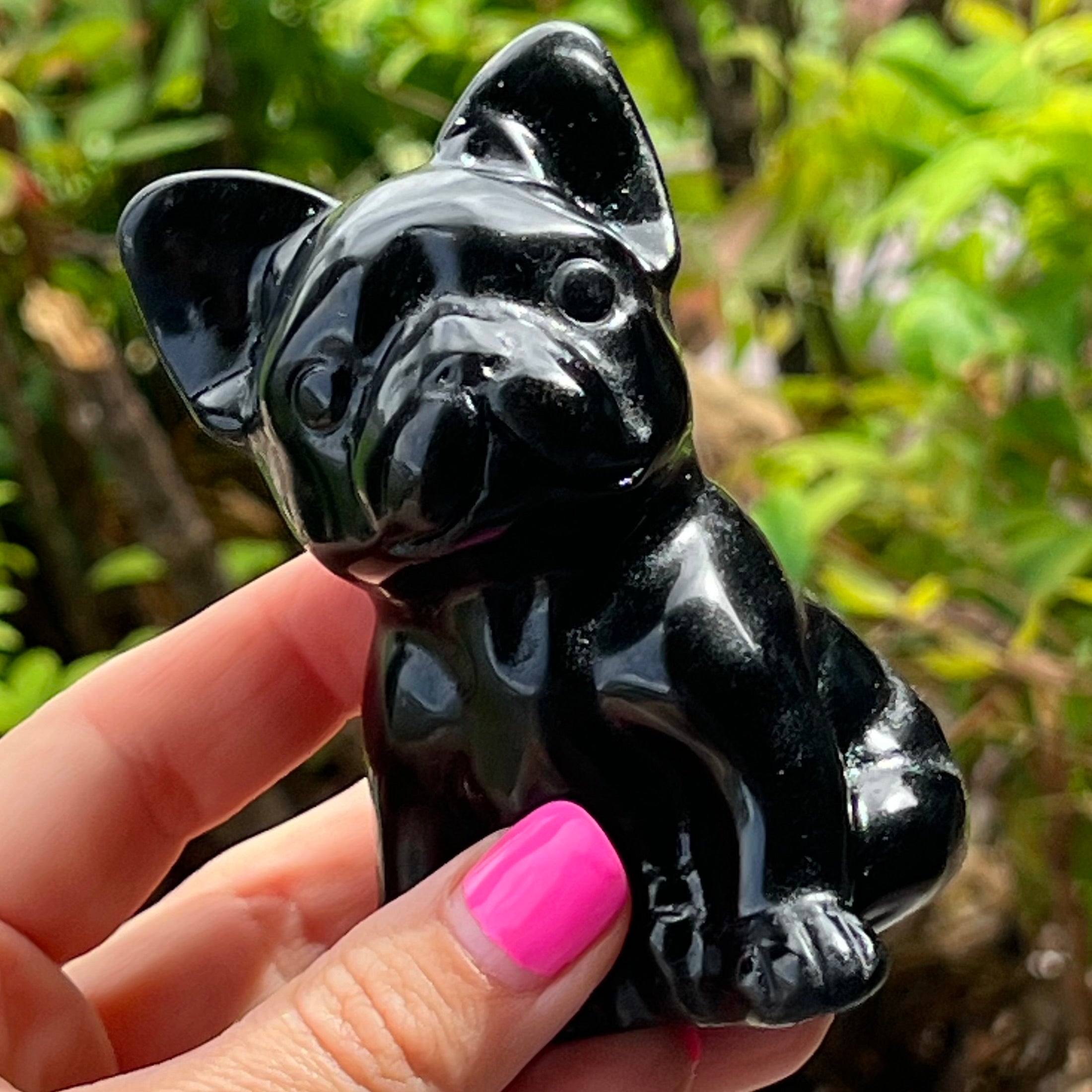 Black Obsidian ~ French Bulldog Carving